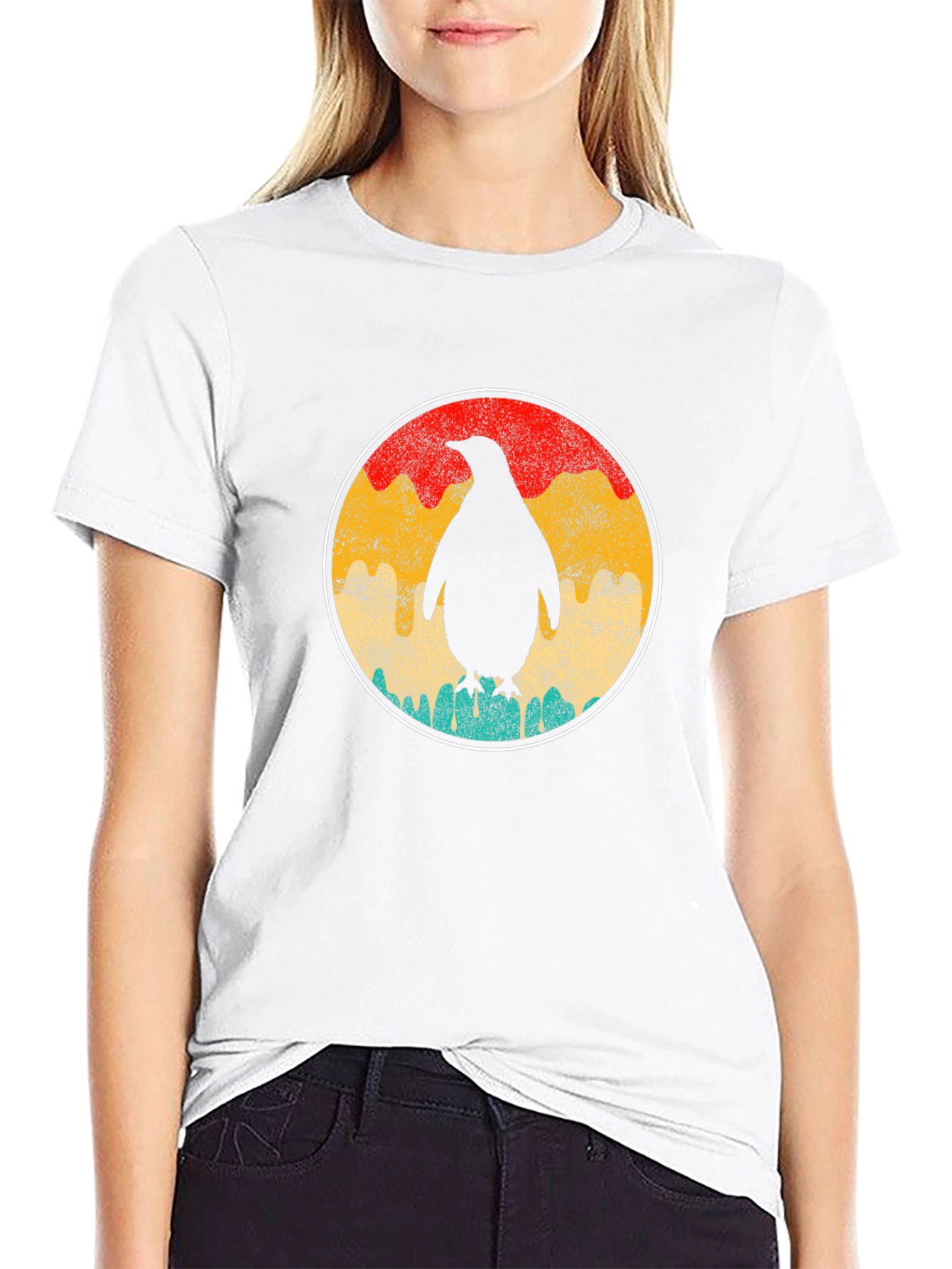 Retro Penguin Graphic Tee - Unisex Black T-Shirt