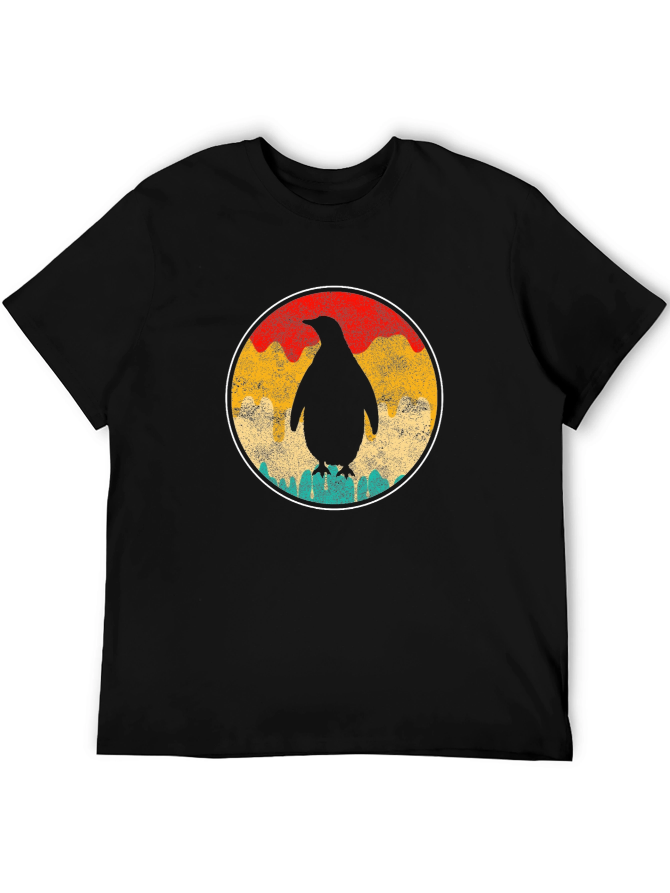 Retro Penguin Graphic Tee - Unisex Black T-Shirt