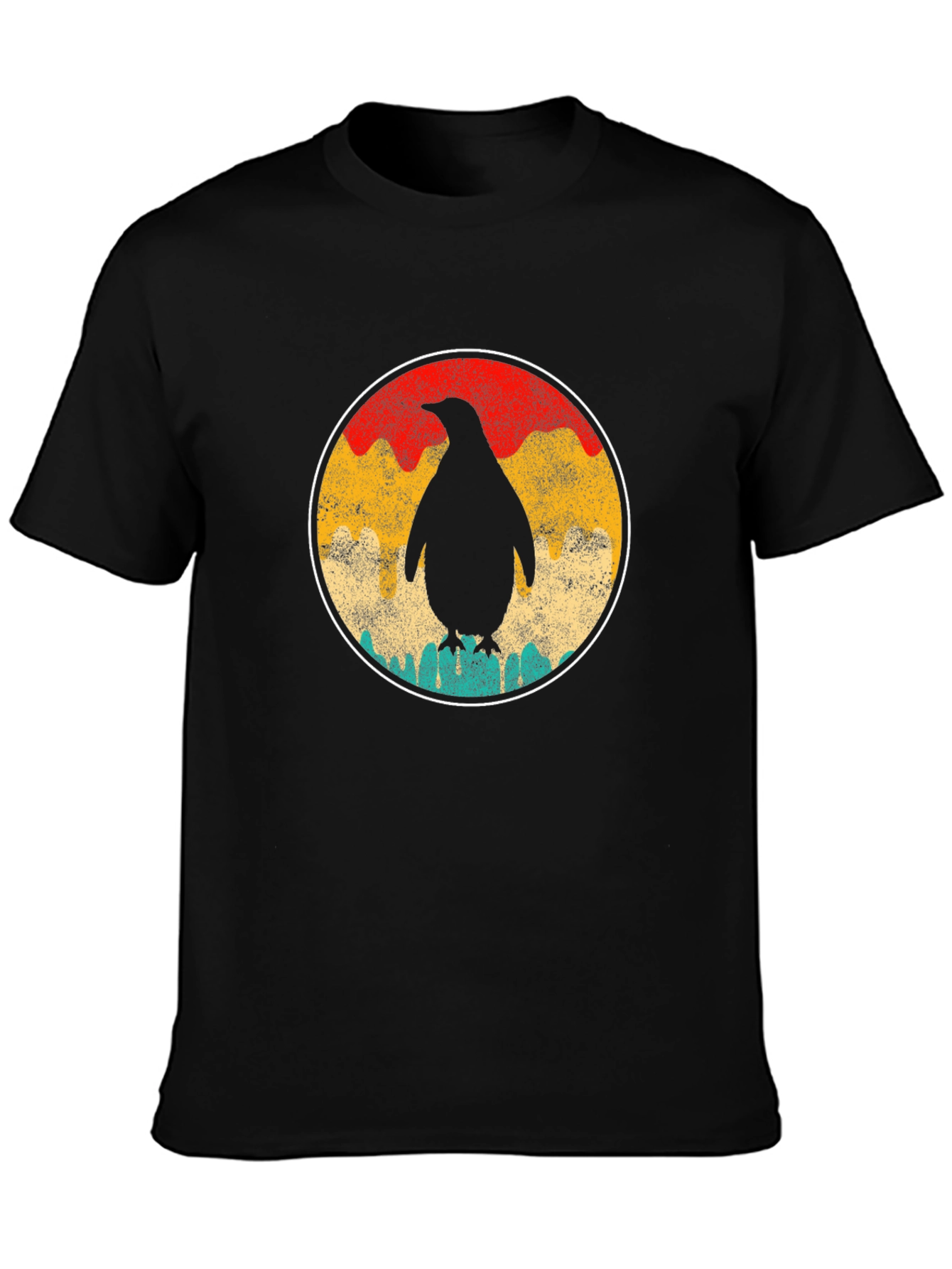 Retro Penguin Graphic Tee - Unisex Black T-Shirt