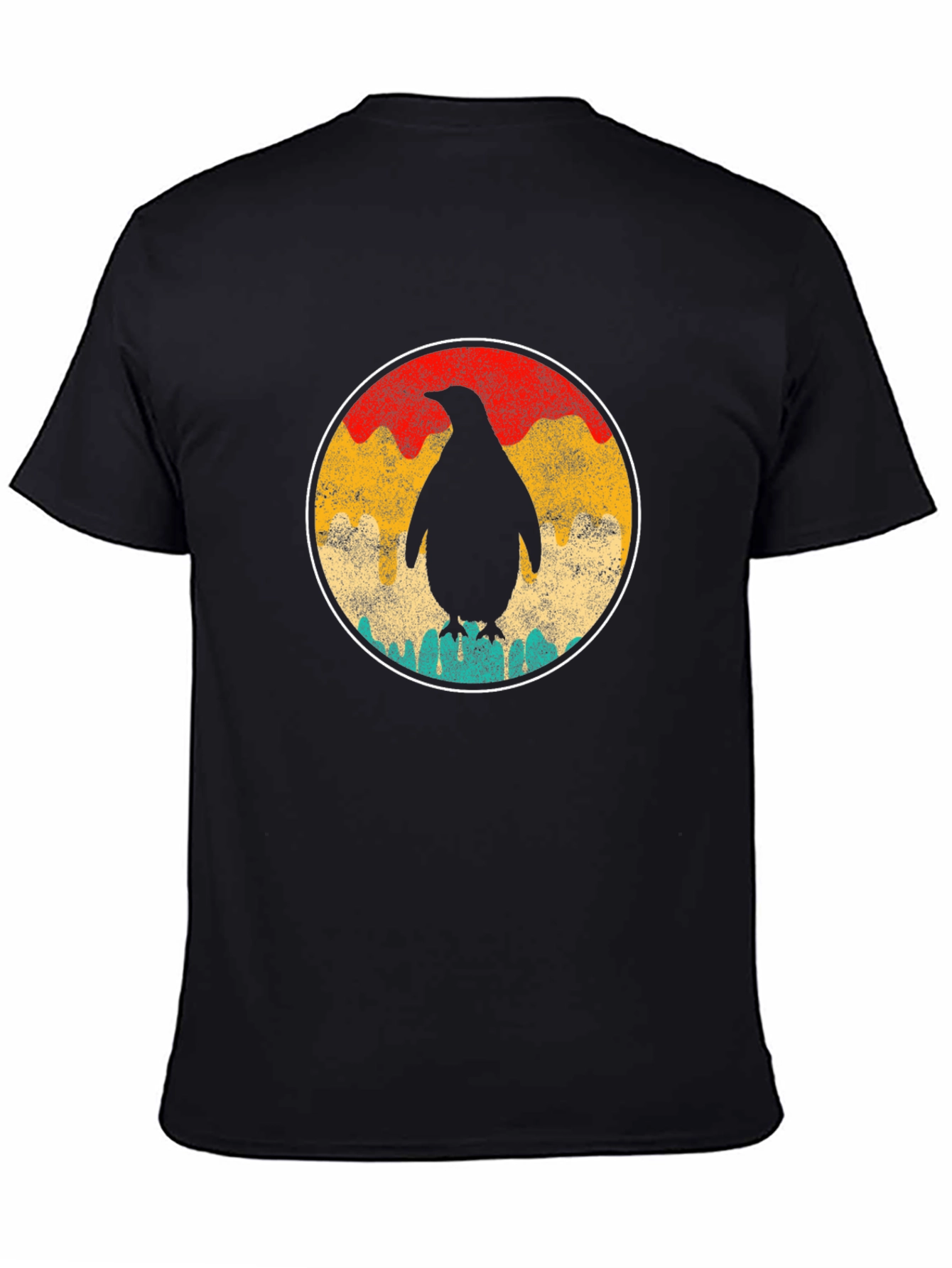 Retro Penguin Graphic Tee - Unisex Black T-Shirt
