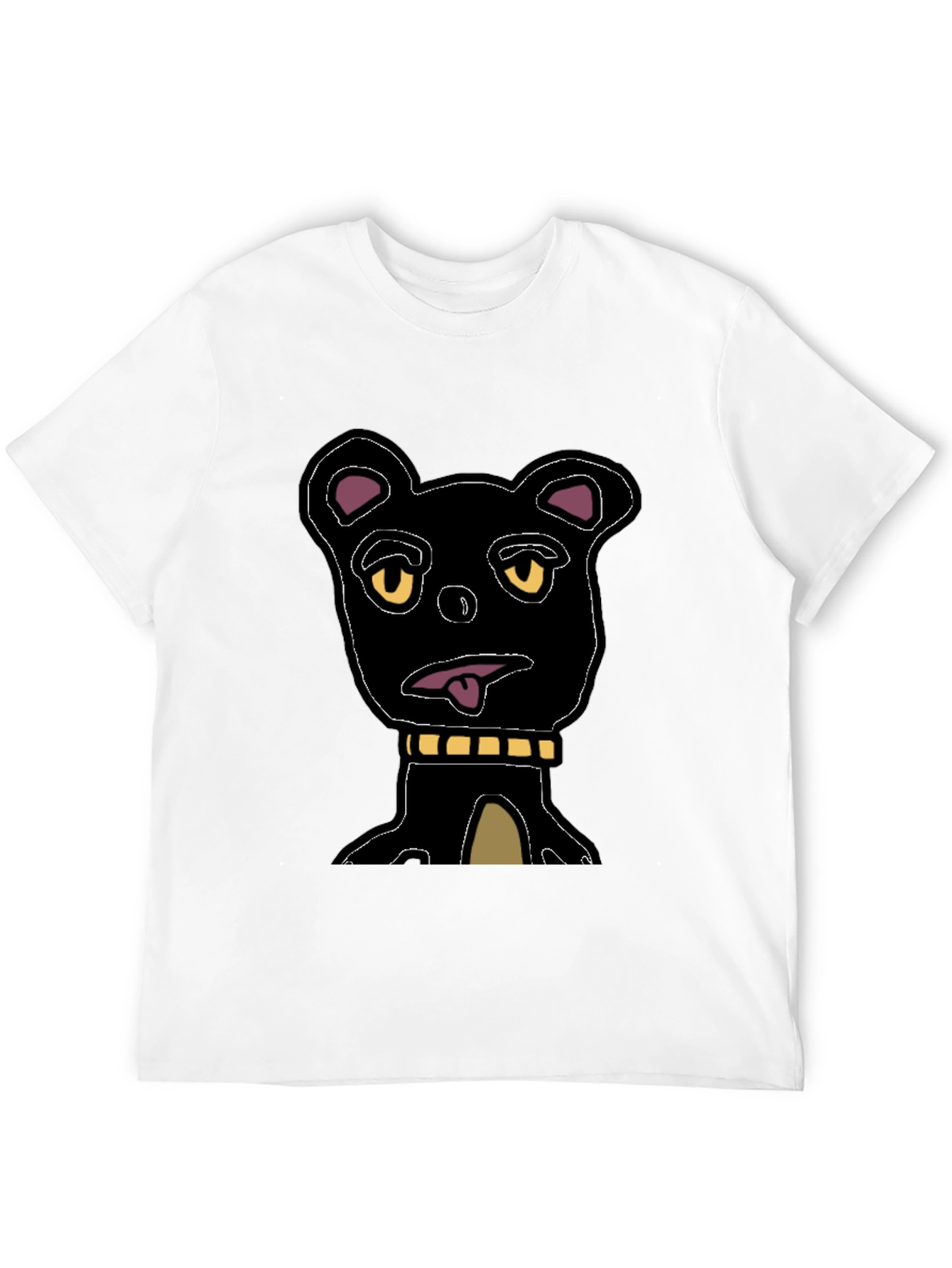 Cartoon Bear Graphic Tee - Black
