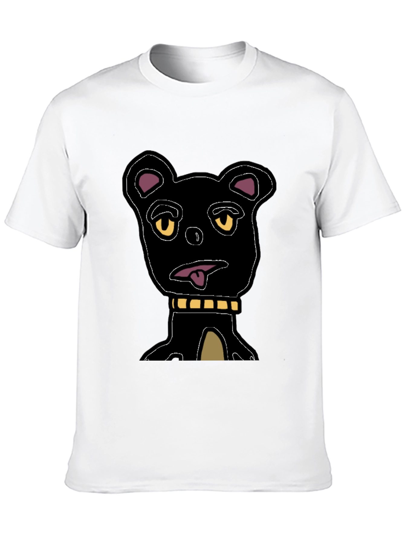Cartoon Bear Graphic Tee - Black