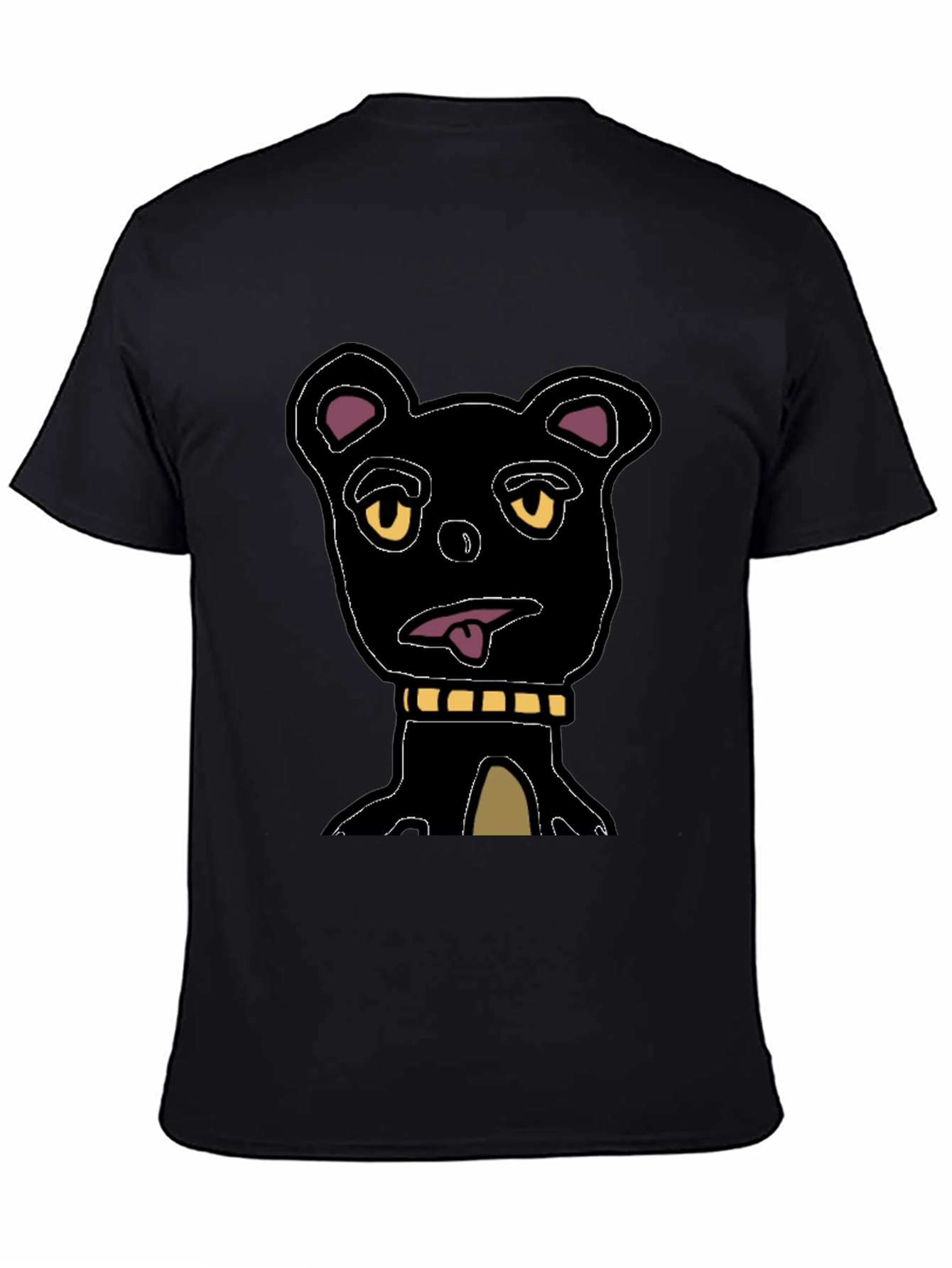 Cartoon Bear Graphic Tee - Black