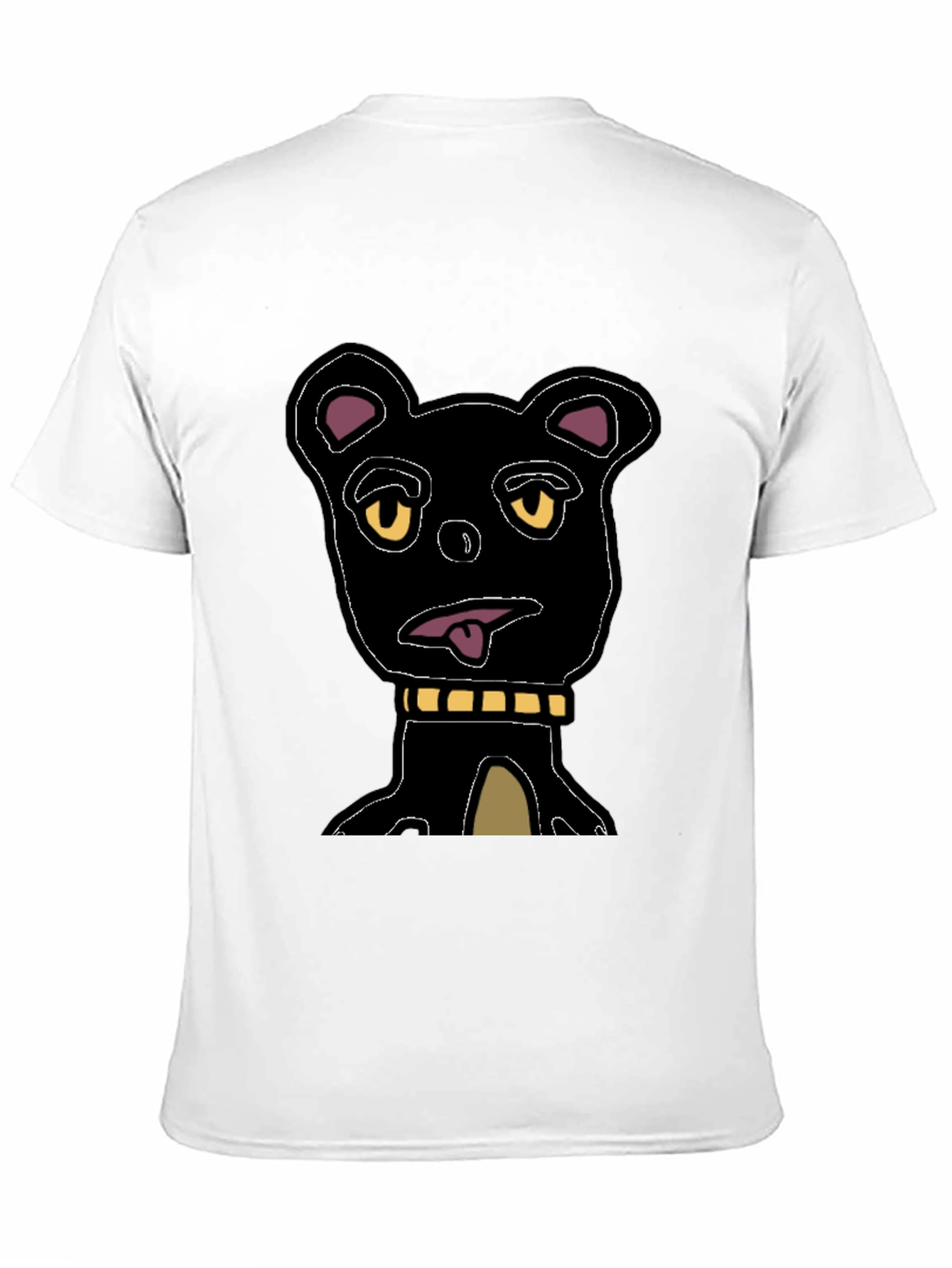 Cartoon Bear Graphic Tee - Black