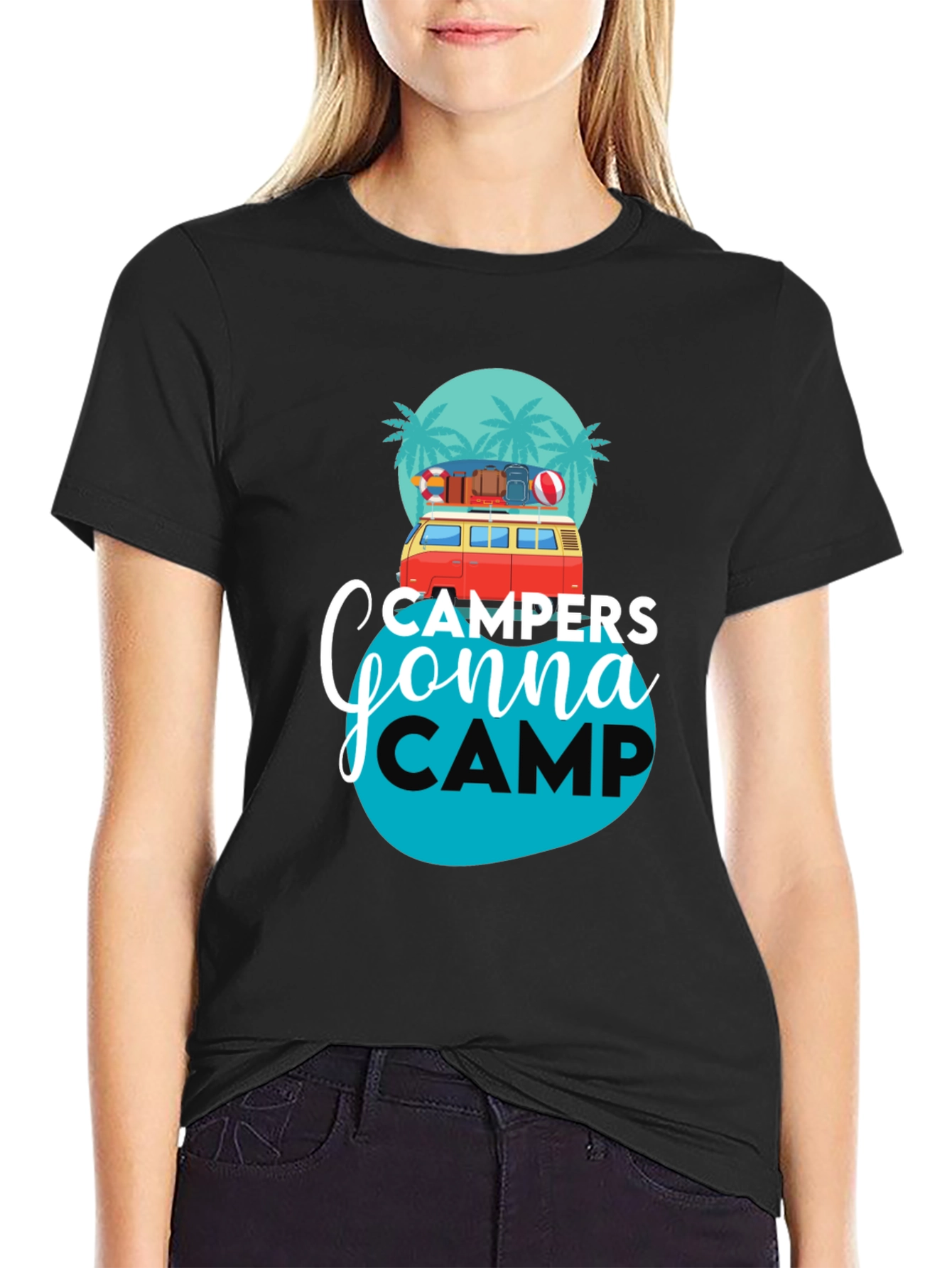 Campers Gonna Camp Graphic Tee - Black