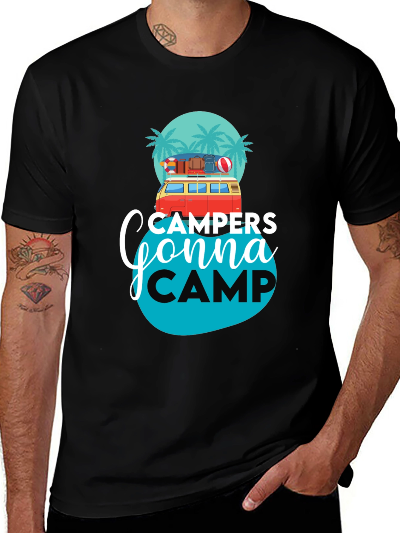 Campers Gonna Camp Graphic Tee - Black