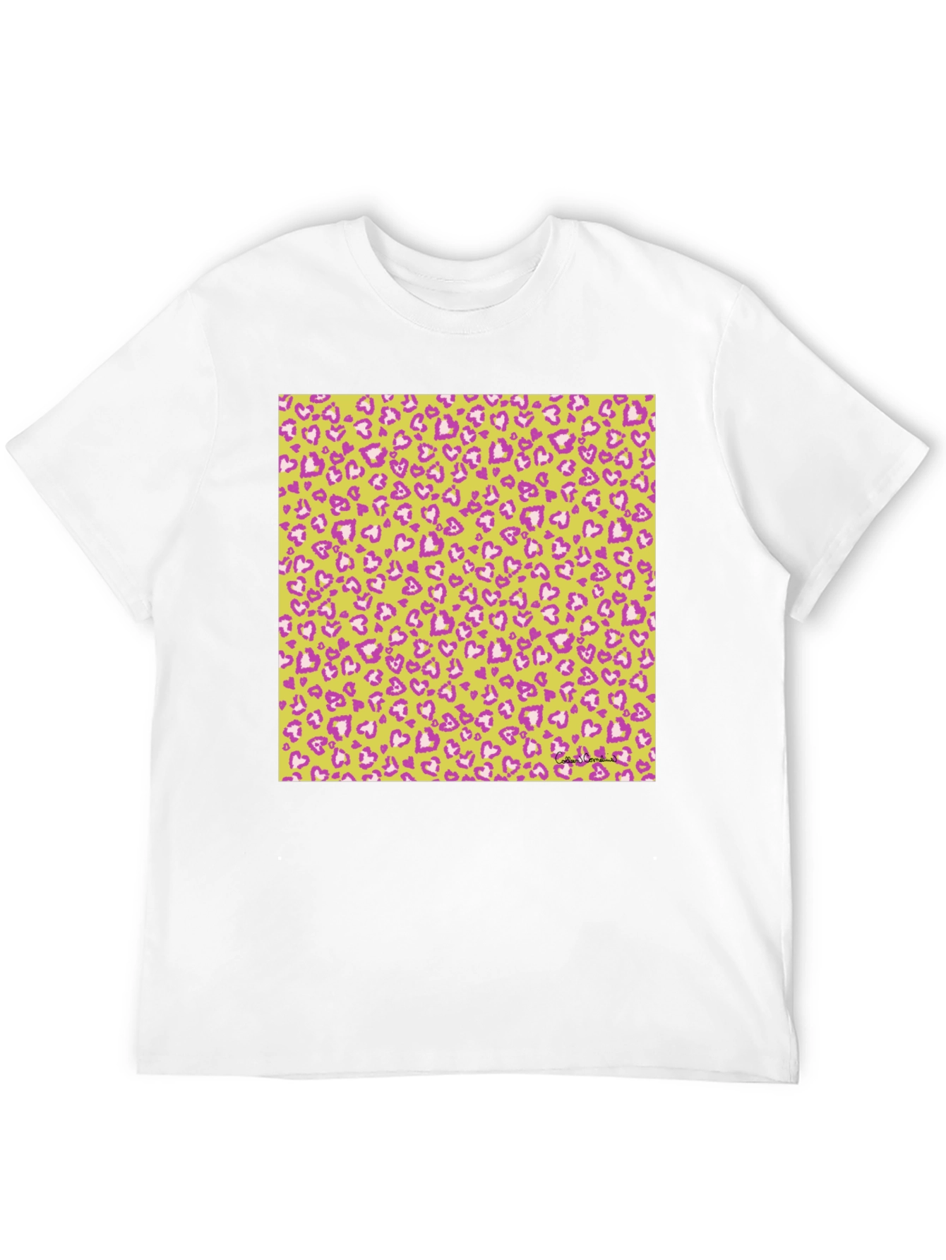 Heart Print Crew Neck Tee - Casual Style