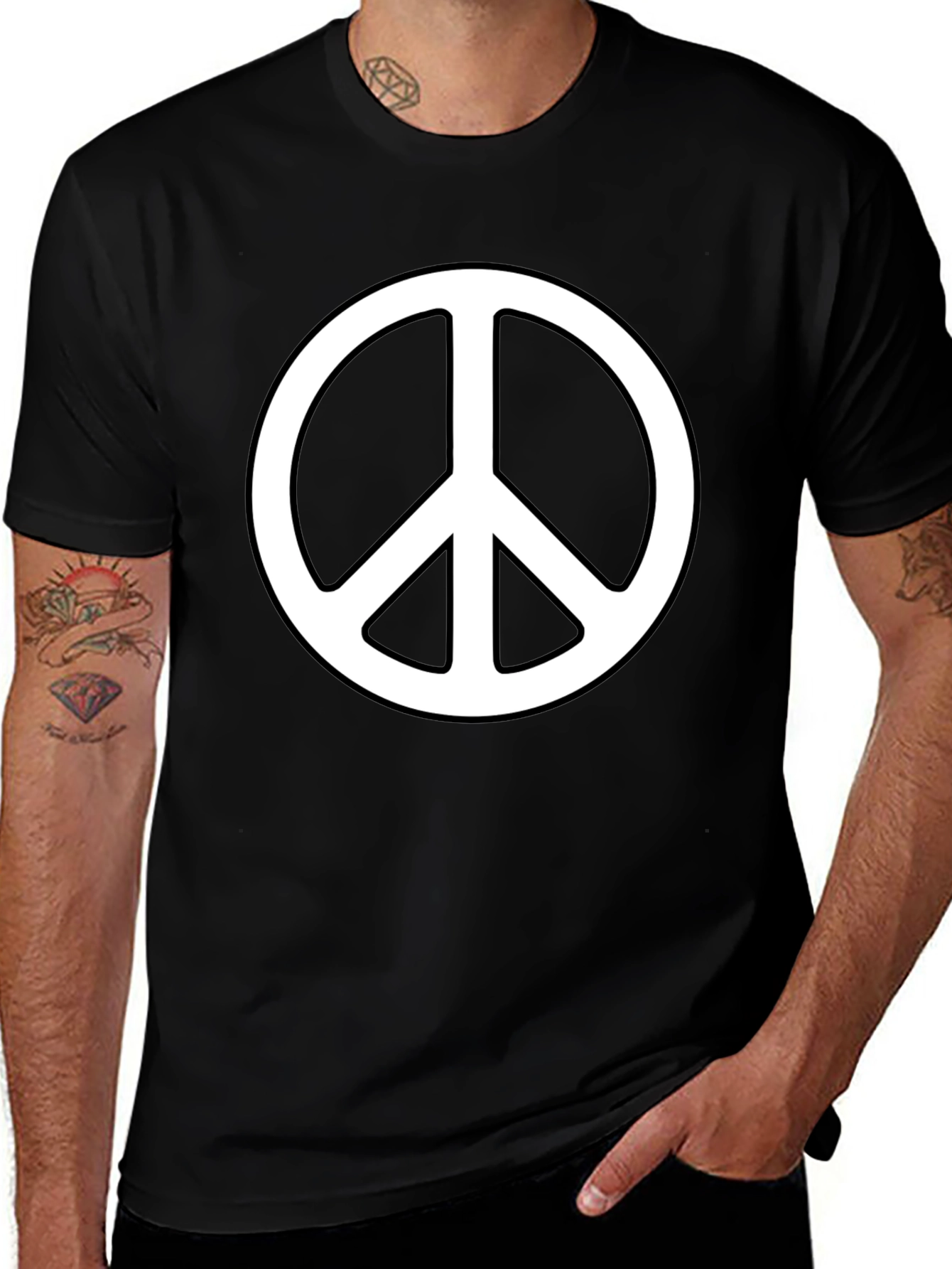 Peace Symbol Graphic Tee - Black