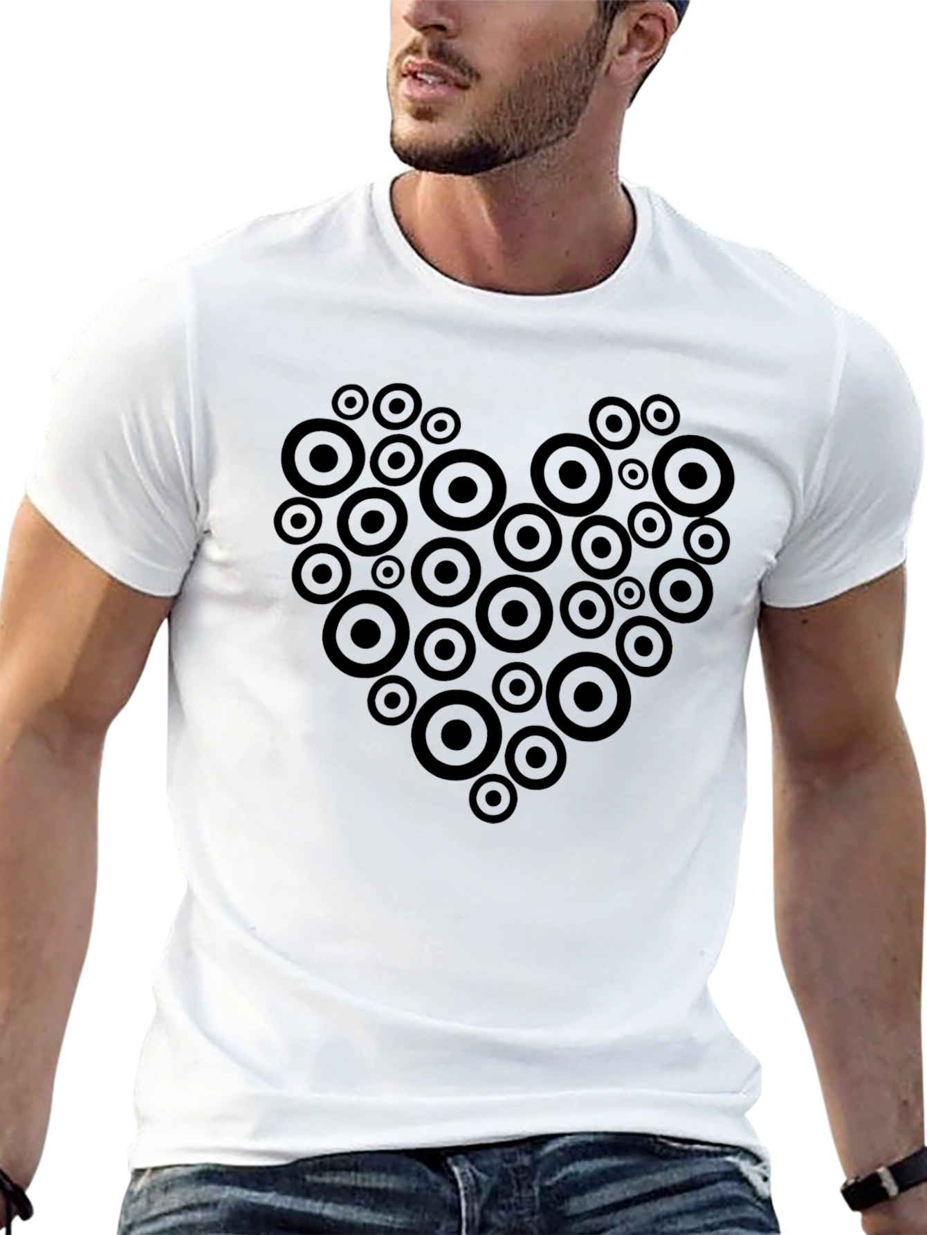 Circle Heart Graphic Tee - Modern Design Casual Style