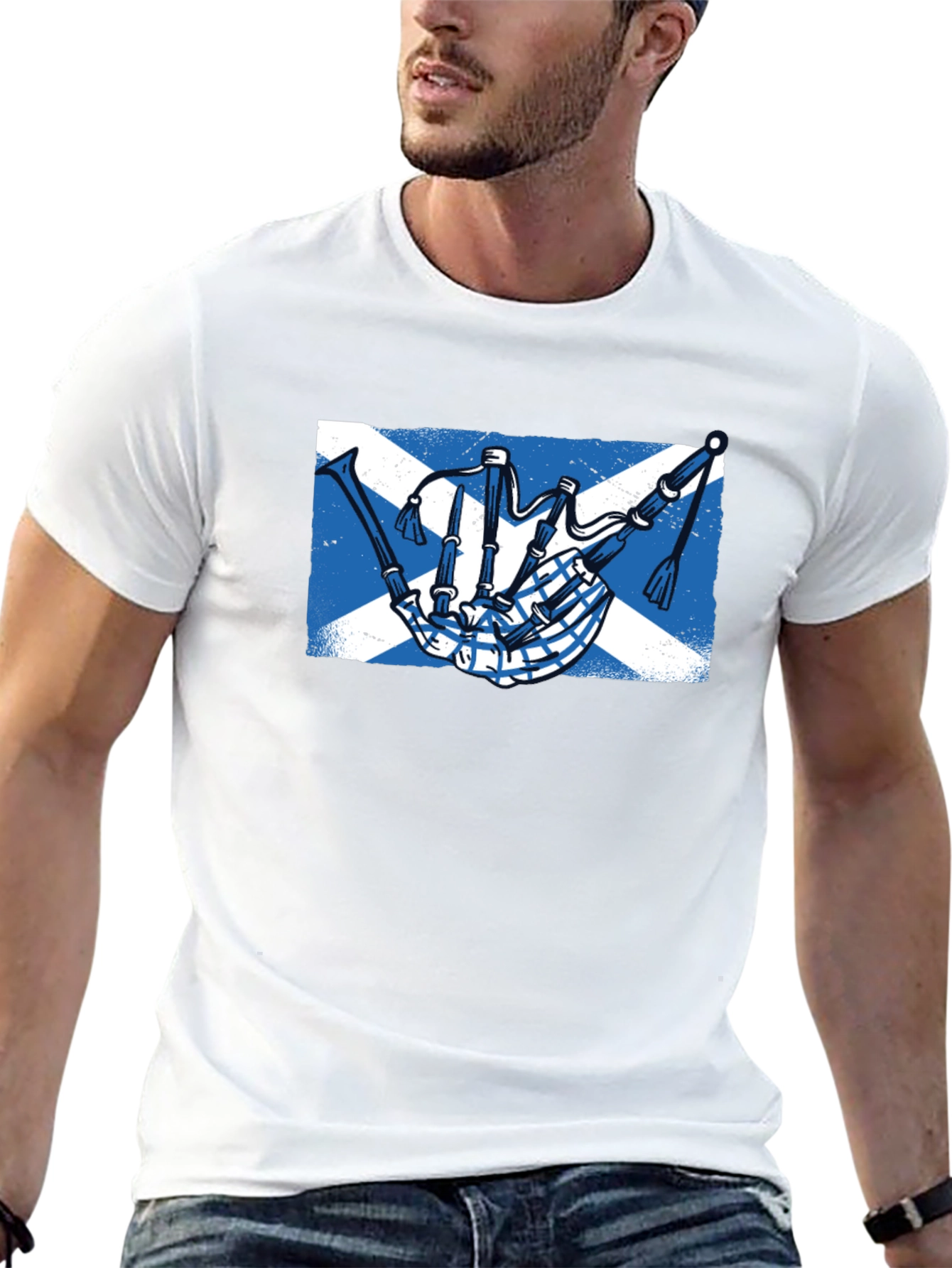 Scottish Bagpipe Saltire T-Shirt