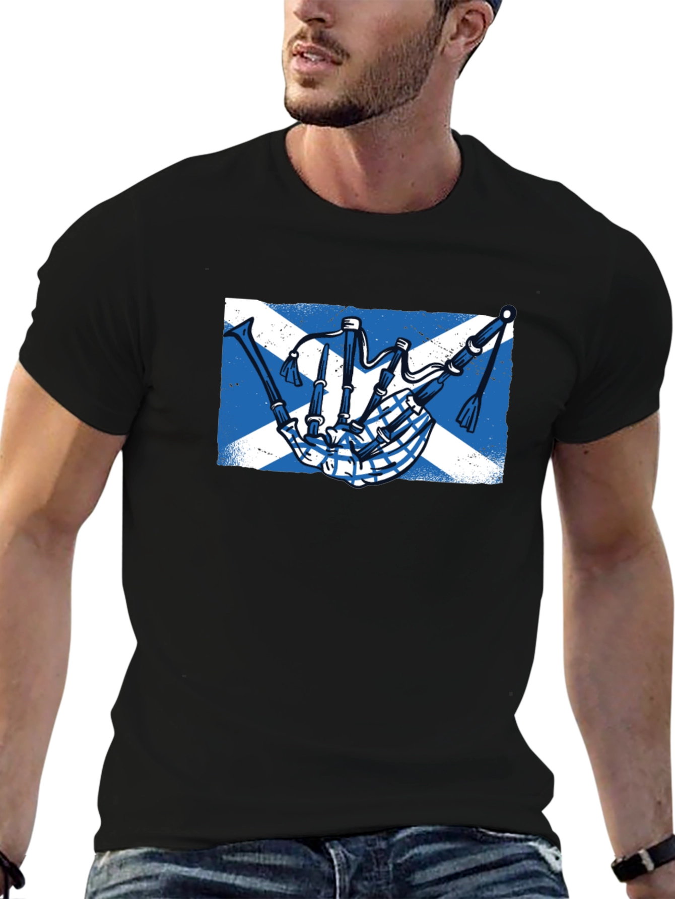 Scottish Bagpipe Saltire T-Shirt
