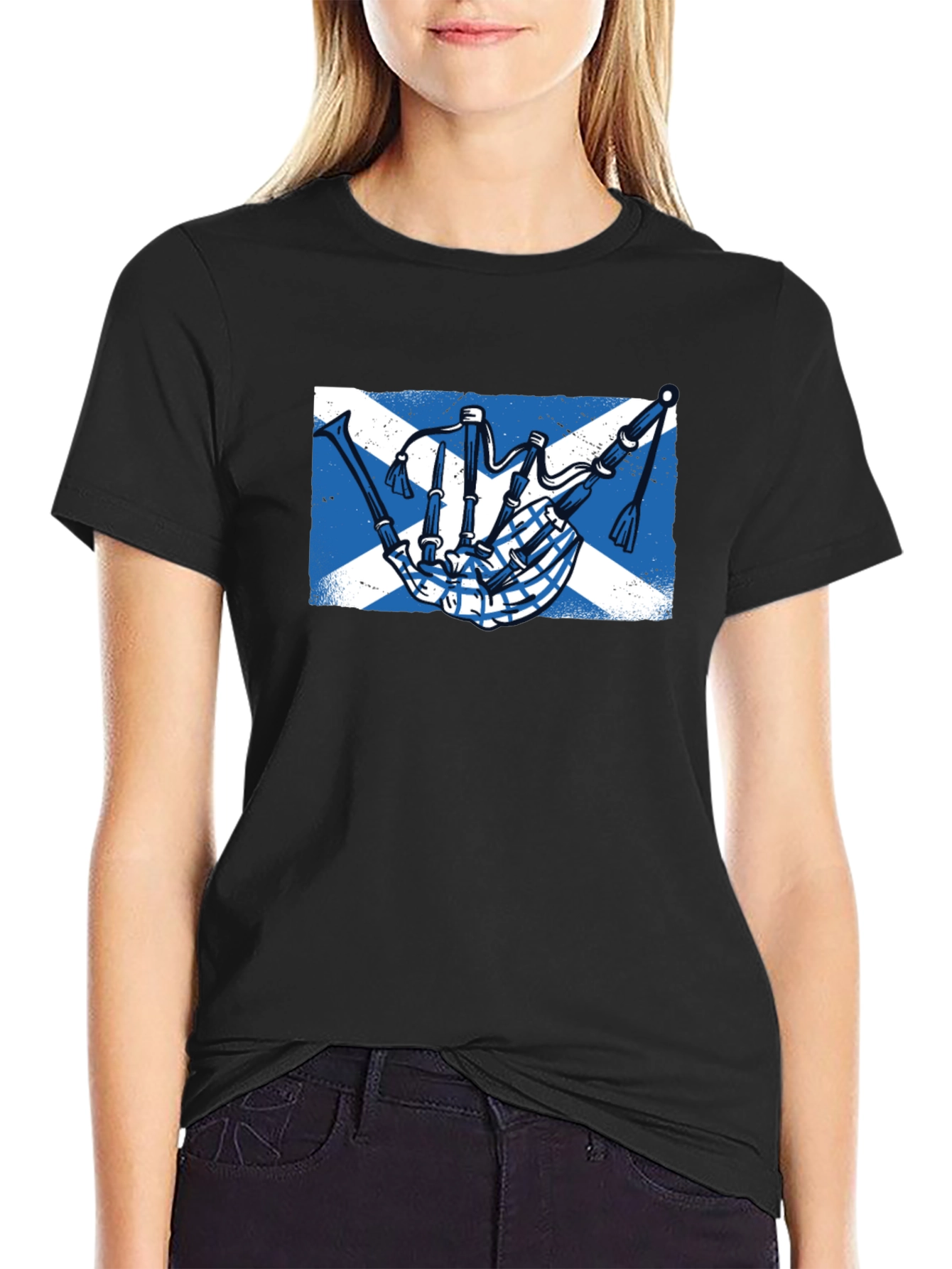 Scottish Bagpipe Saltire T-Shirt