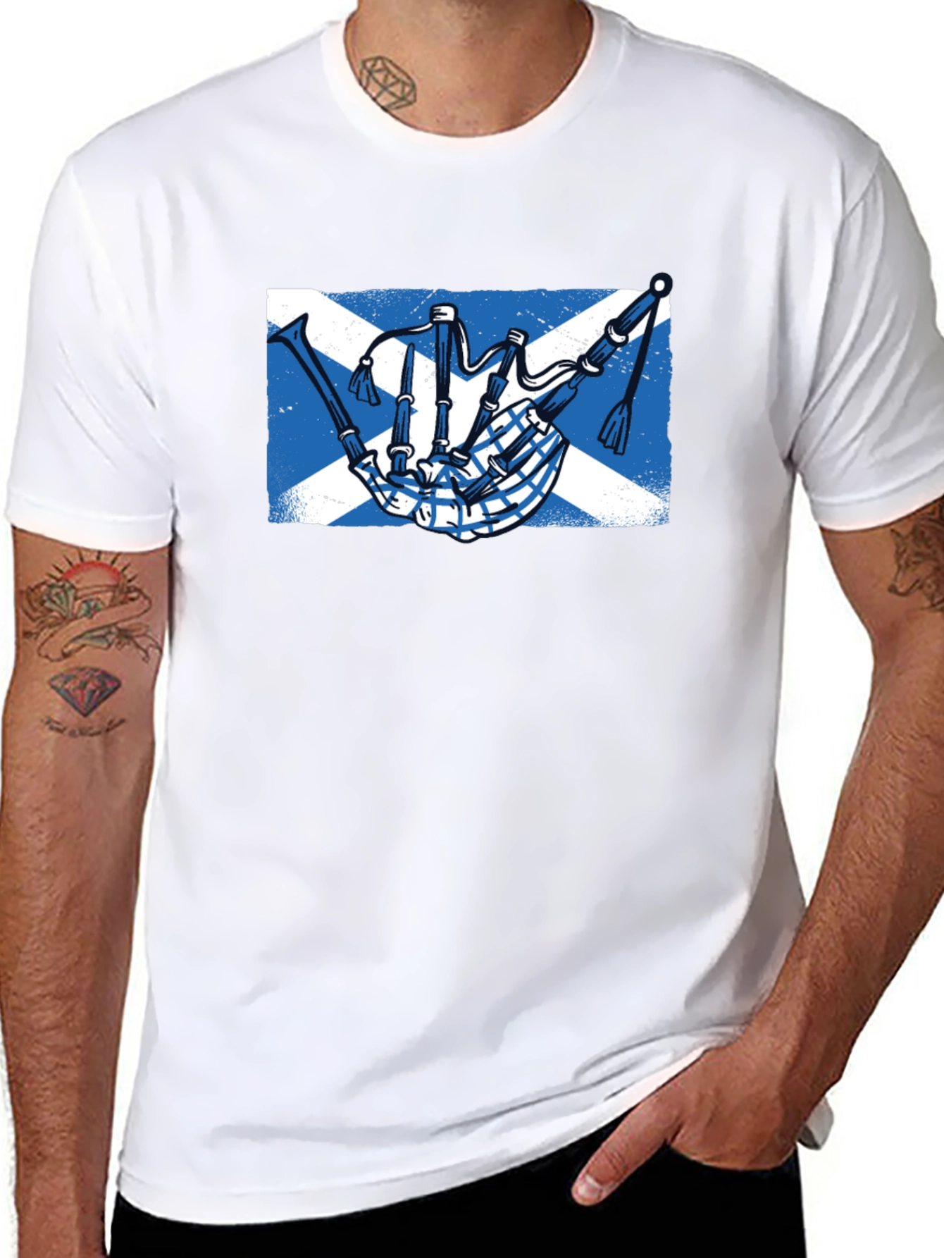 Scottish Bagpipe Saltire T-Shirt