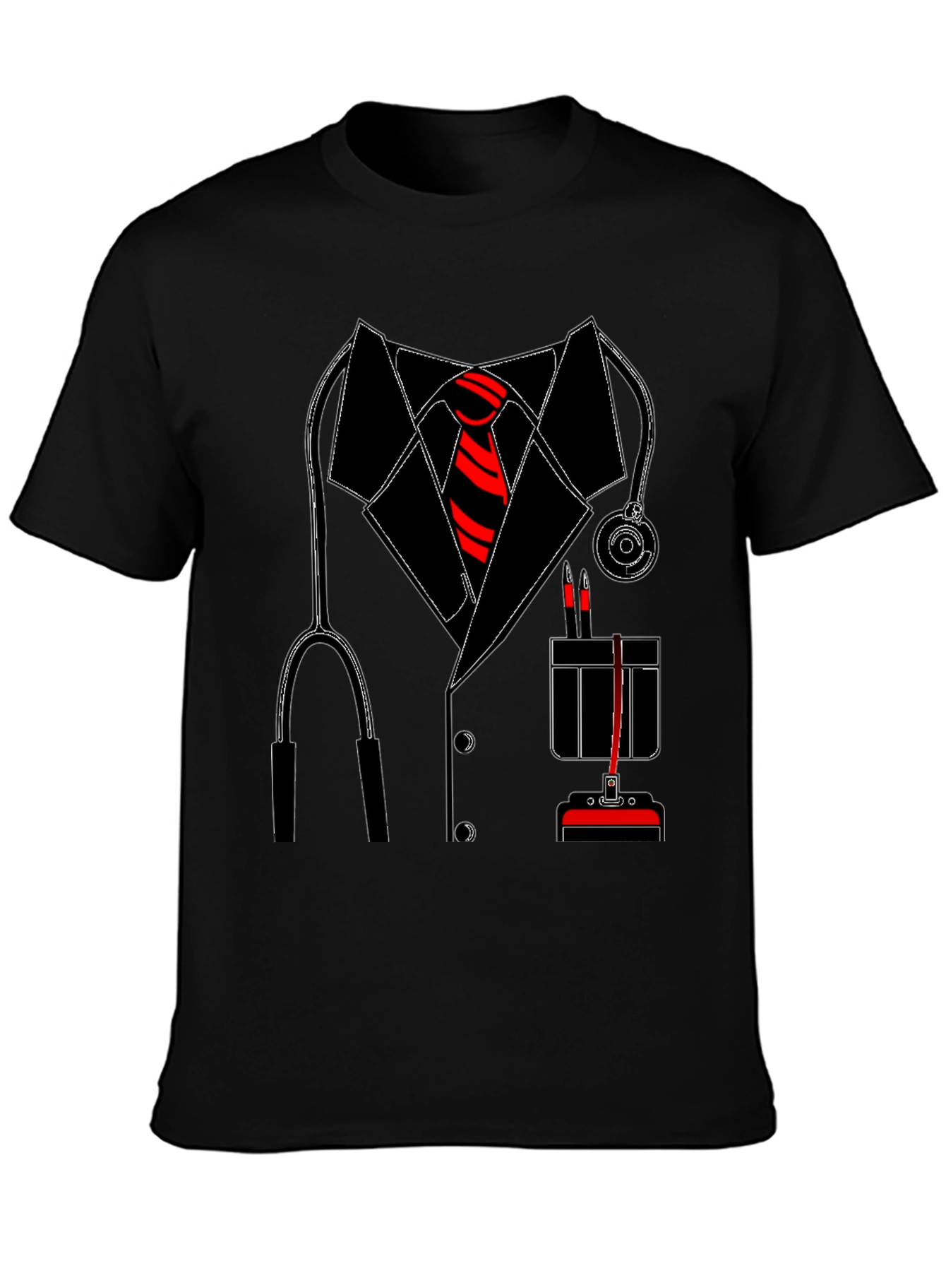 Doctor Costume T-Shirt with Stethoscope & Tie