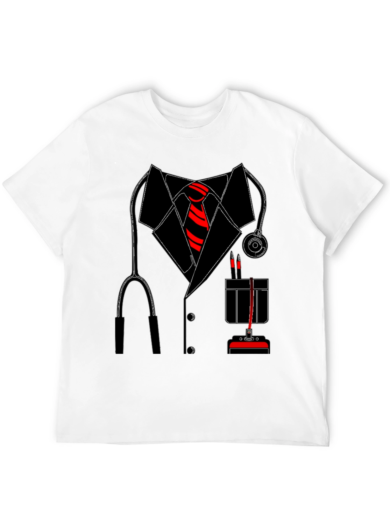 Doctor Costume T-Shirt with Stethoscope & Tie