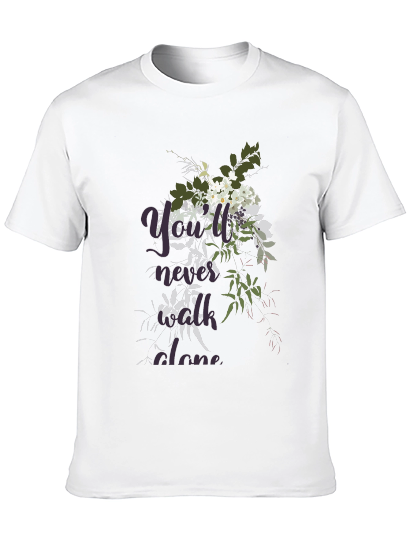 Floral Youll Never Walk Alone Black T-Shirt