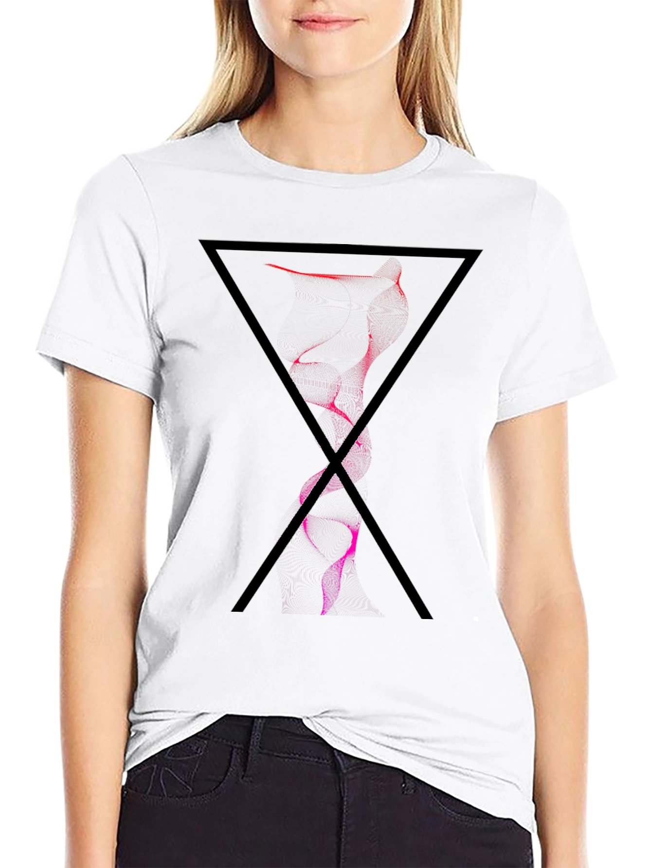 Abstract Triangle Graphic Tee - Black