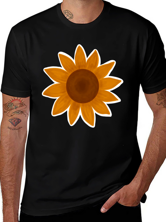 Sunflower Graphic Tee - Stylish Black Cotton T-Shirt
