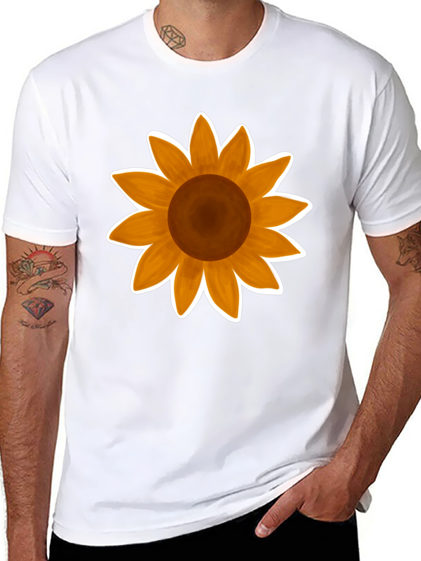 Sunflower Graphic Tee - Stylish Black Cotton T-Shirt