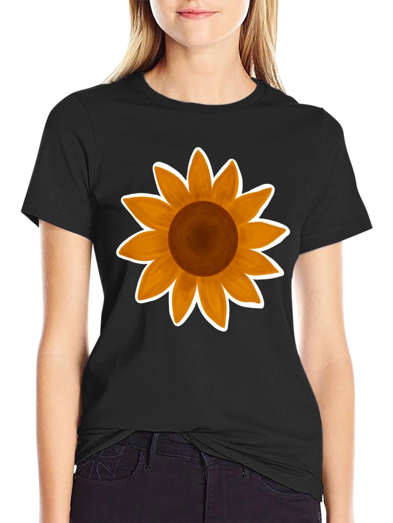 Sunflower Graphic Tee - Stylish Black Cotton T-Shirt