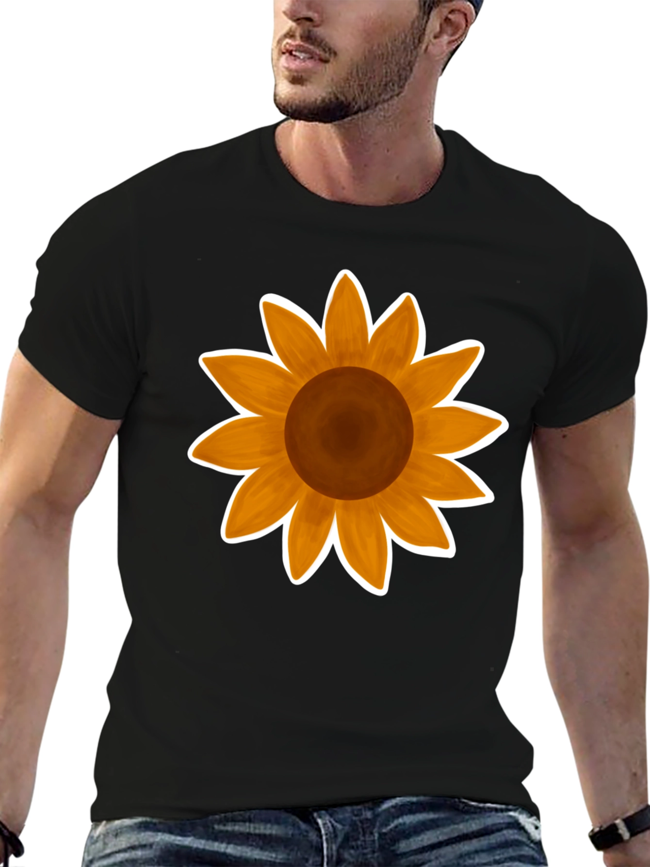 Sunflower Graphic Tee - Stylish Black Cotton T-Shirt