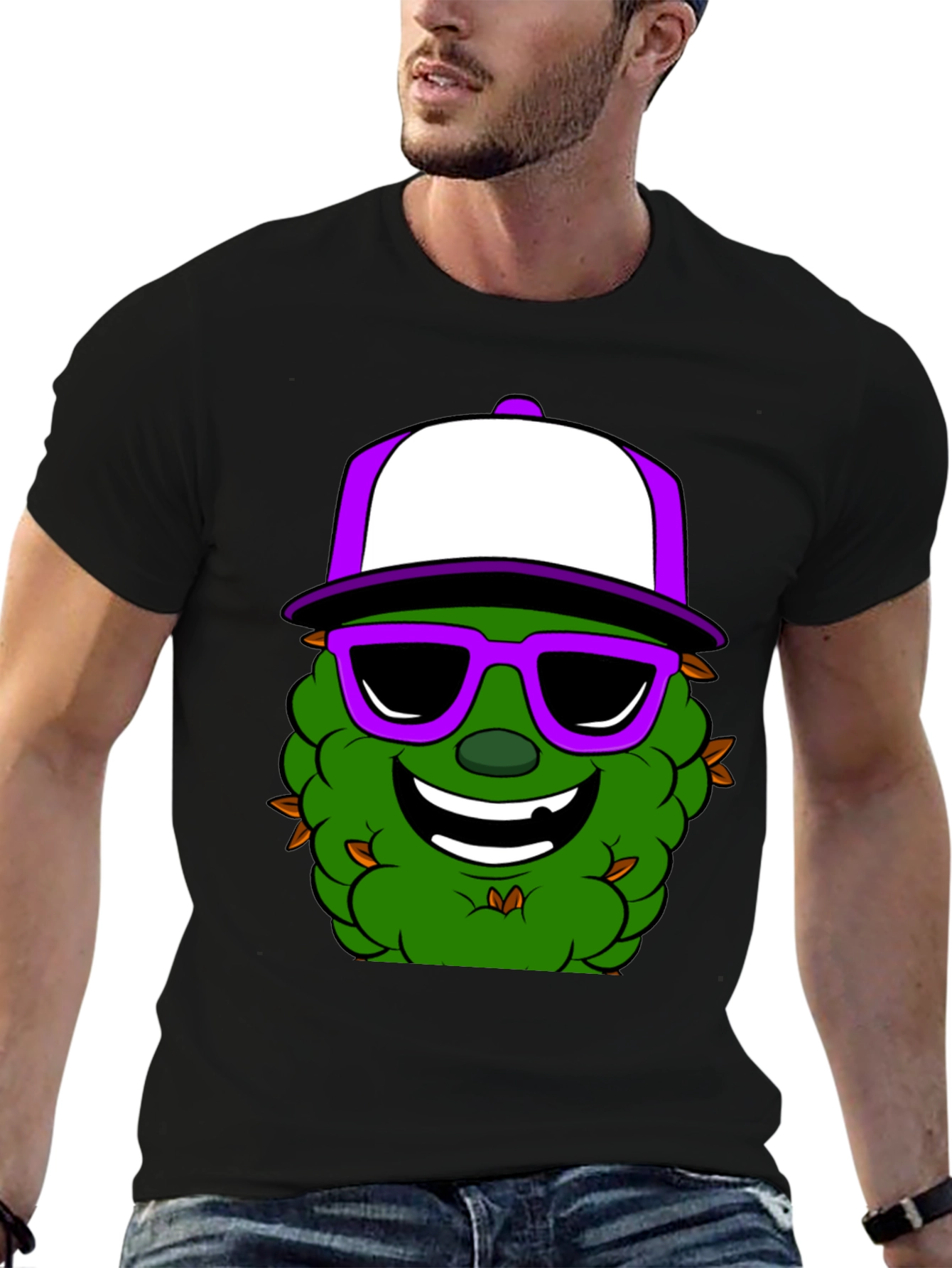 Cool Cannabis Cartoon Black T-Shirt