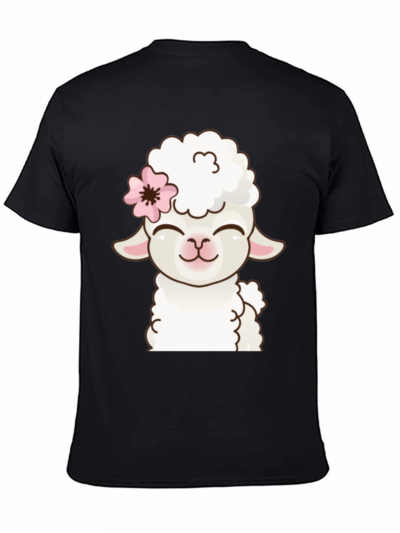 Cute Sheep Graphic Black T-Shirt