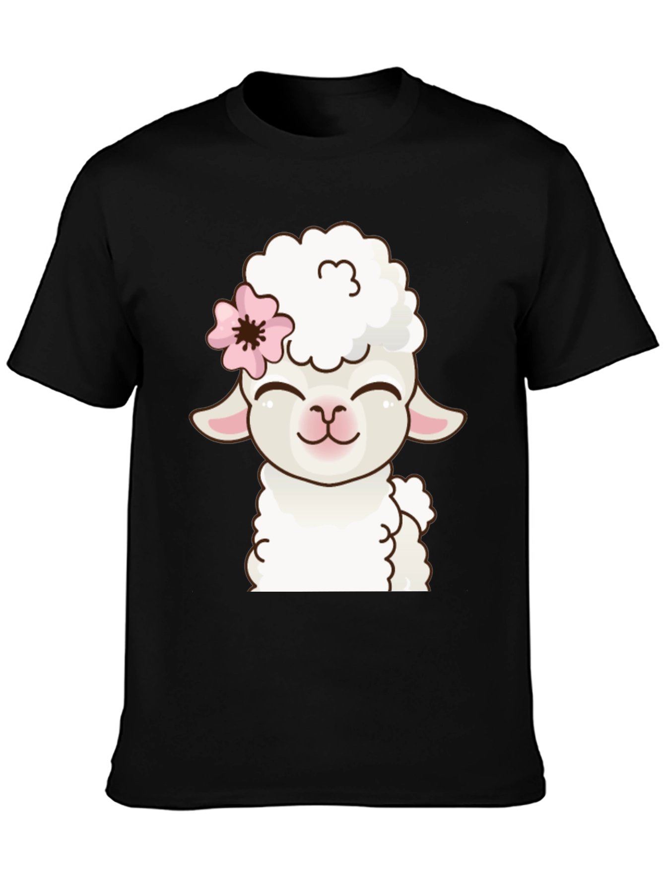 Cute Sheep Graphic Black T-Shirt