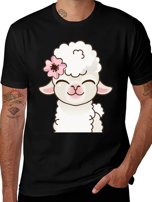 Cute Sheep Graphic Black T-Shirt