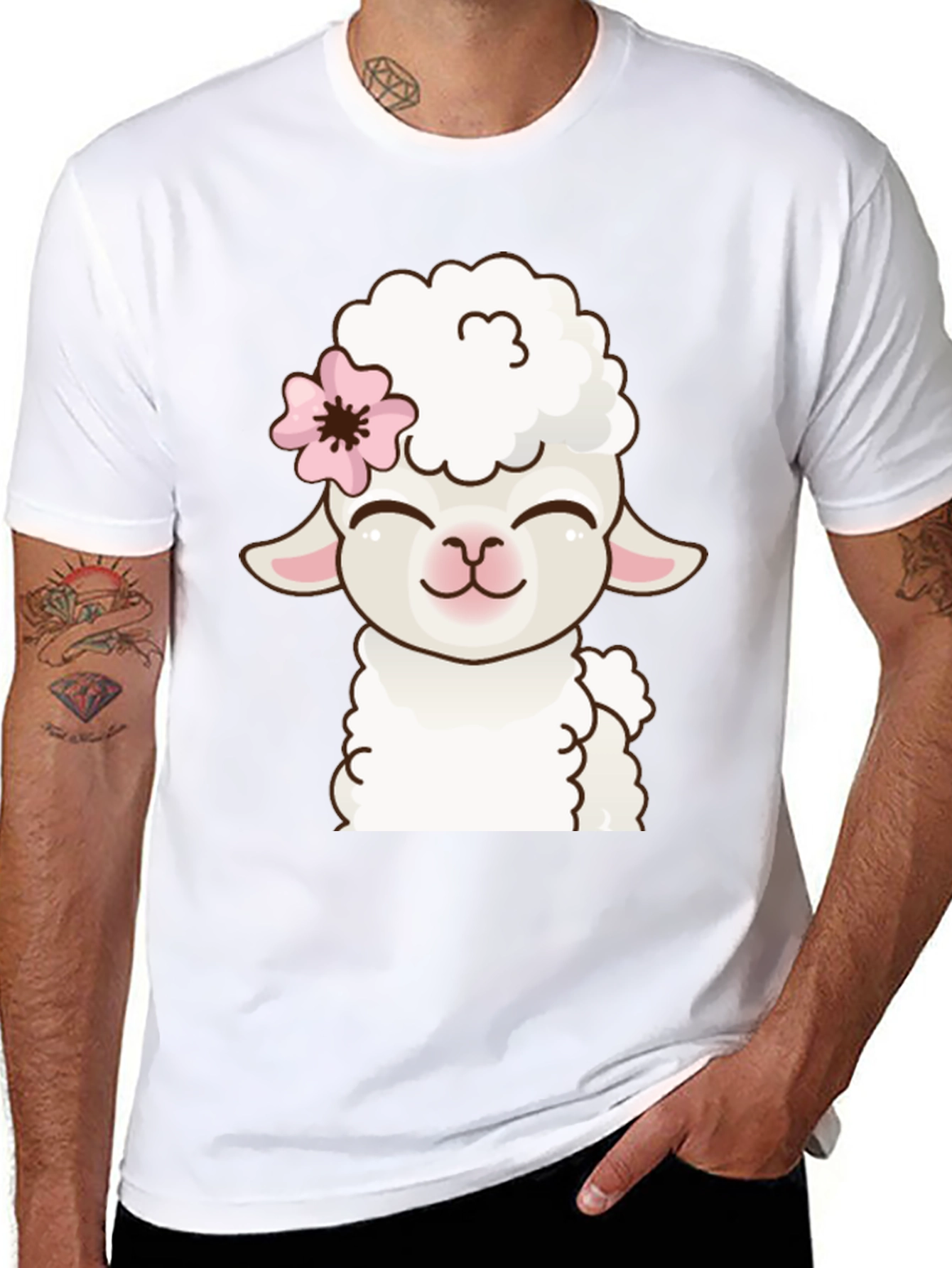 Cute Sheep Graphic Black T-Shirt