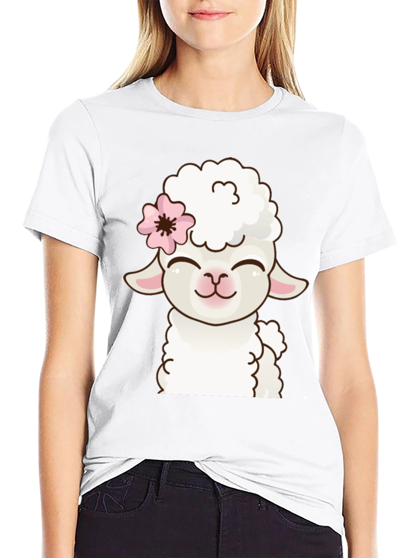 Cute Sheep Graphic Black T-Shirt