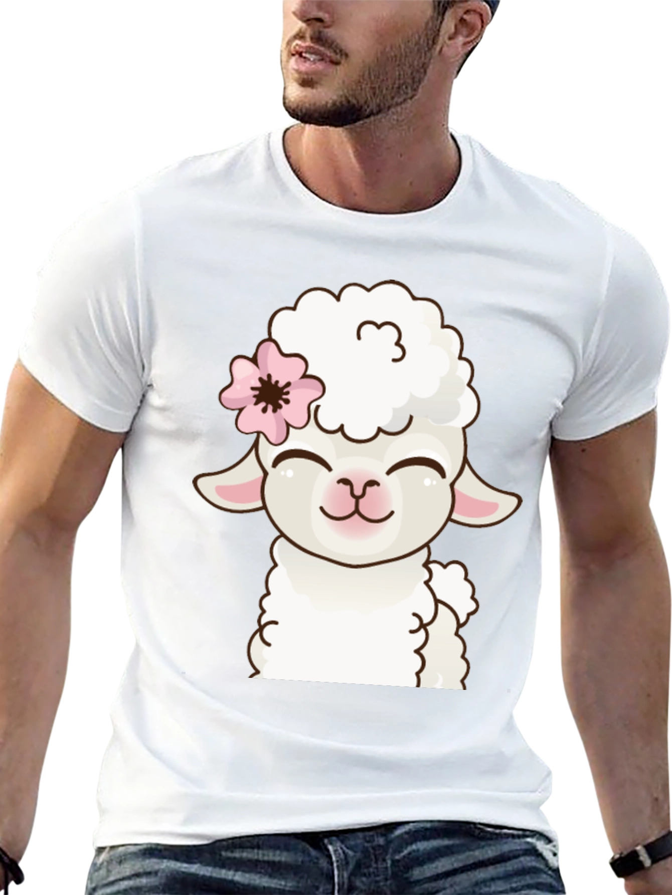 Cute Sheep Graphic Black T-Shirt