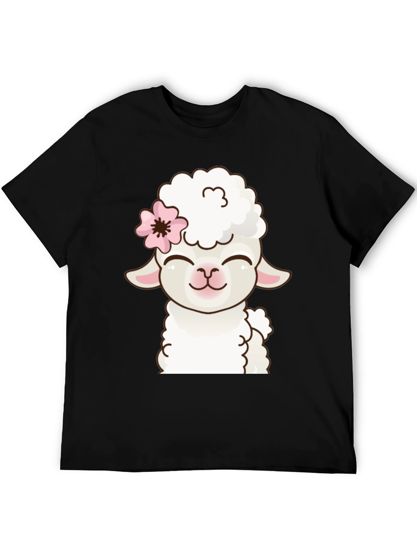 Cute Sheep Graphic Black T-Shirt