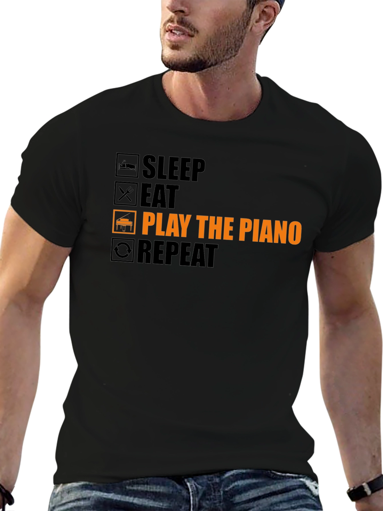 Piano Player T-Shirt: Sleep Eat Play Repeat!