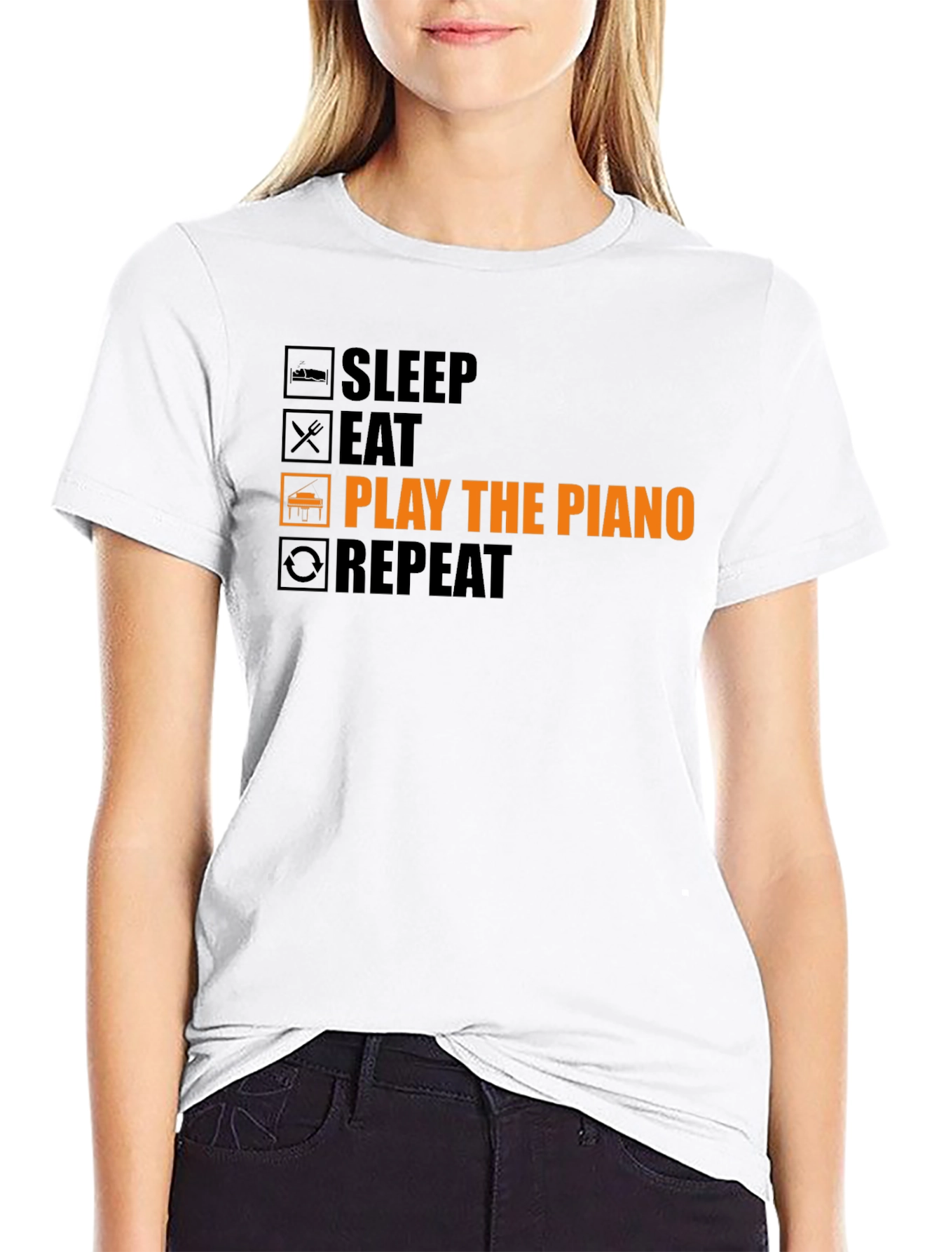Piano Player T-Shirt: Sleep Eat Play Repeat!