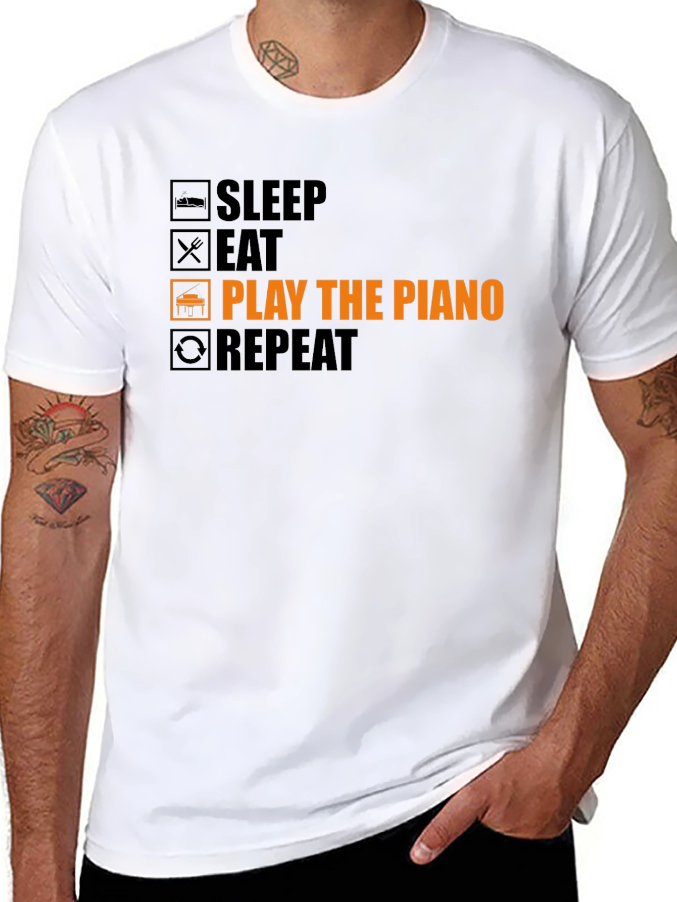 Piano Player T-Shirt: Sleep Eat Play Repeat!
