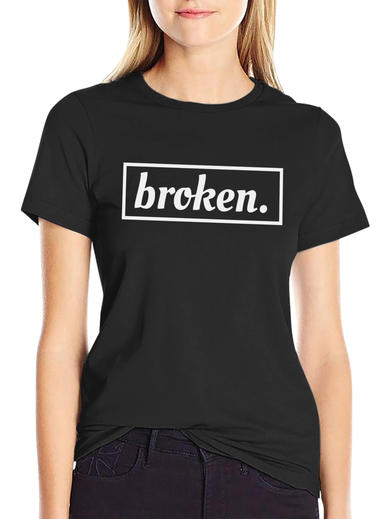 Broken Graphic Tee - Stylish Black Cotton T-Shirt