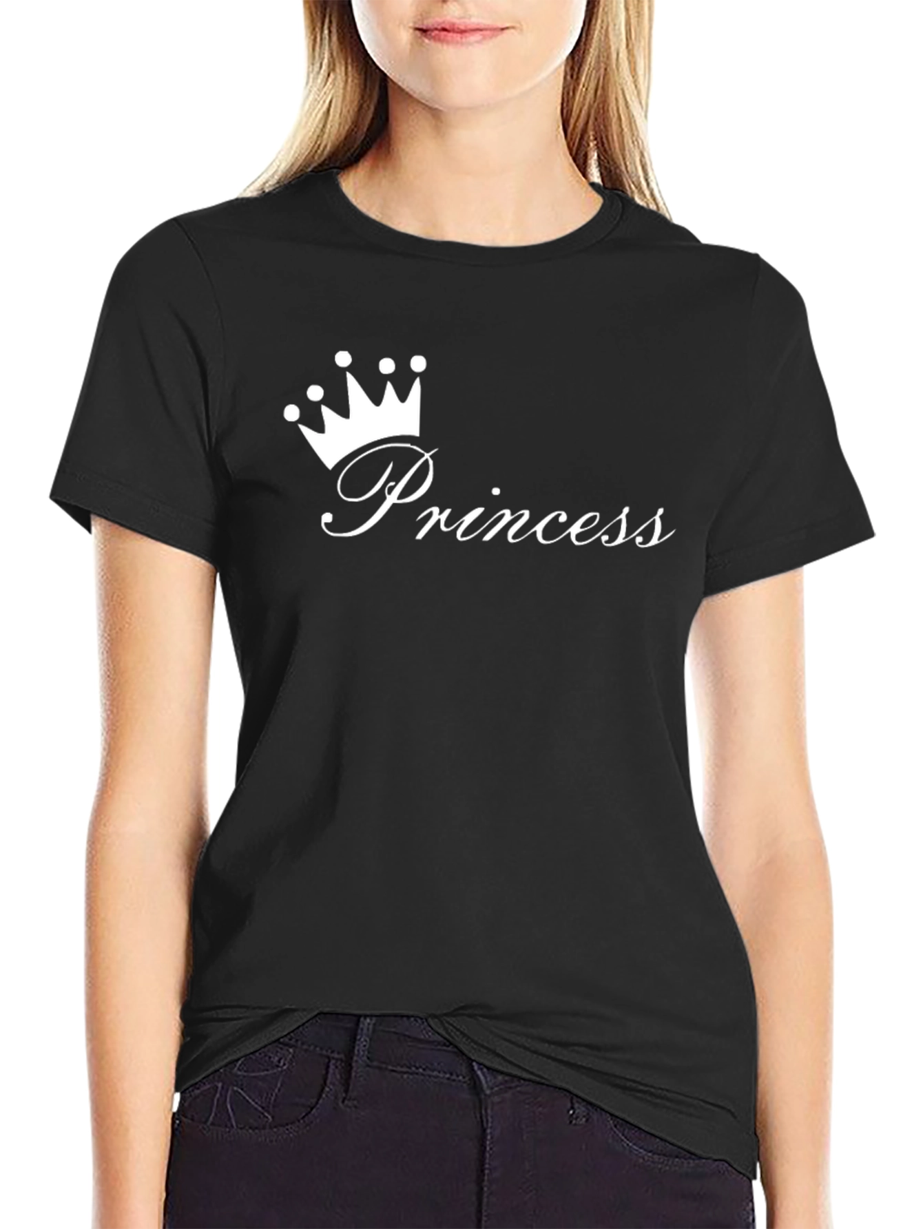 Princess Crown Graphic Tee - Stylish Black T-Shirt