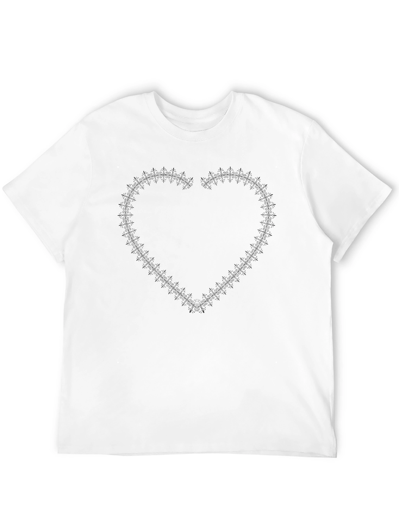 Heart Stitching Mens Black T-Shirt