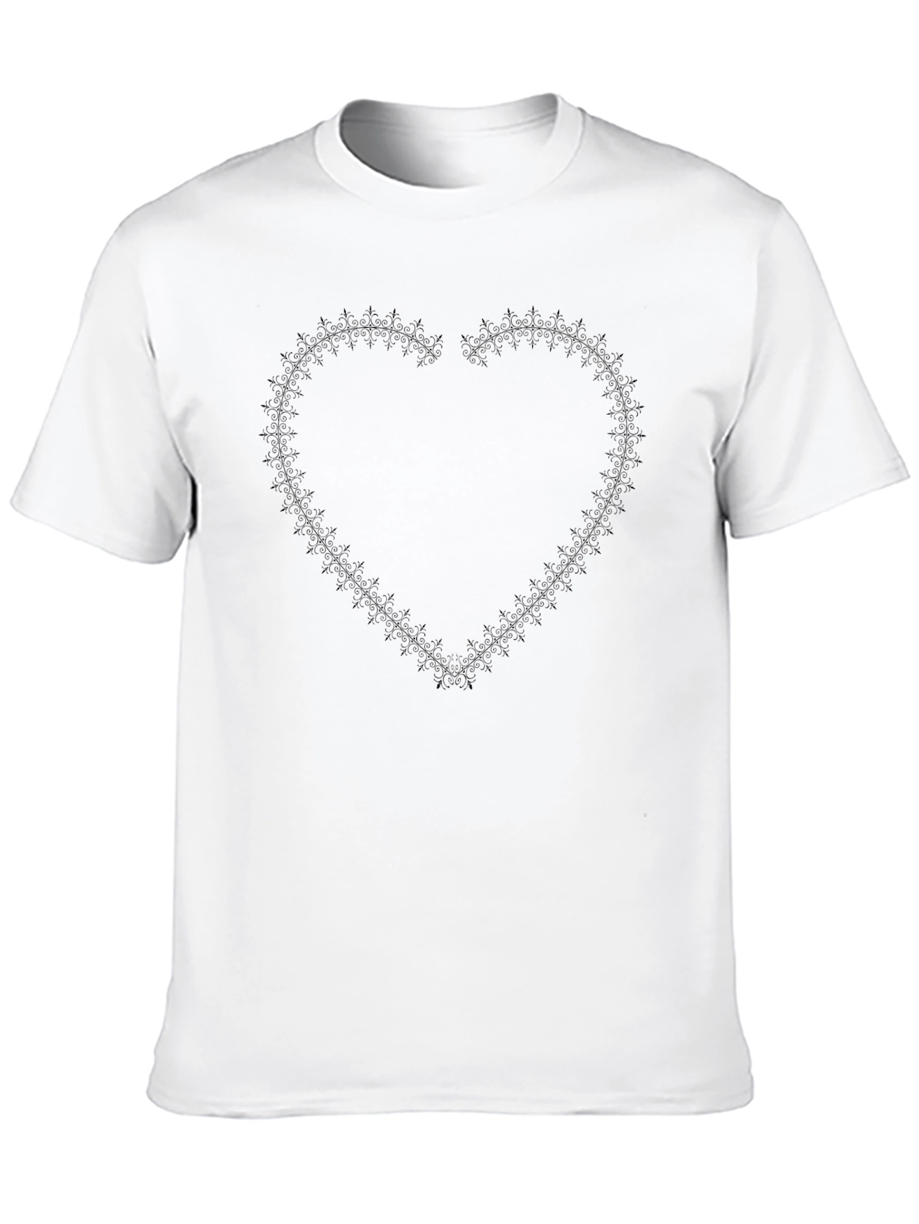 Heart Stitching Mens Black T-Shirt