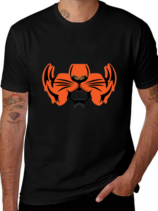 Tiger Face Graphic Black T-Shirt - Stylish Animal Print Tee
