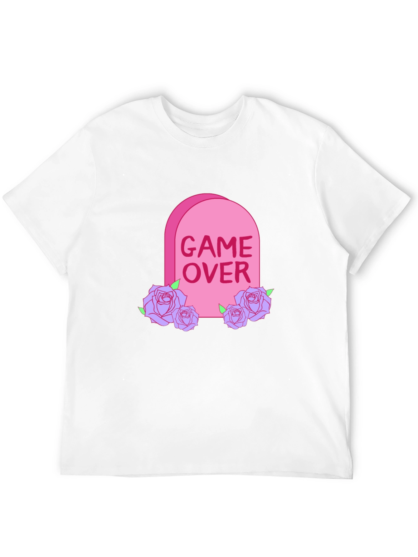 Game Over Tombstone Rose Graphic T-Shirt