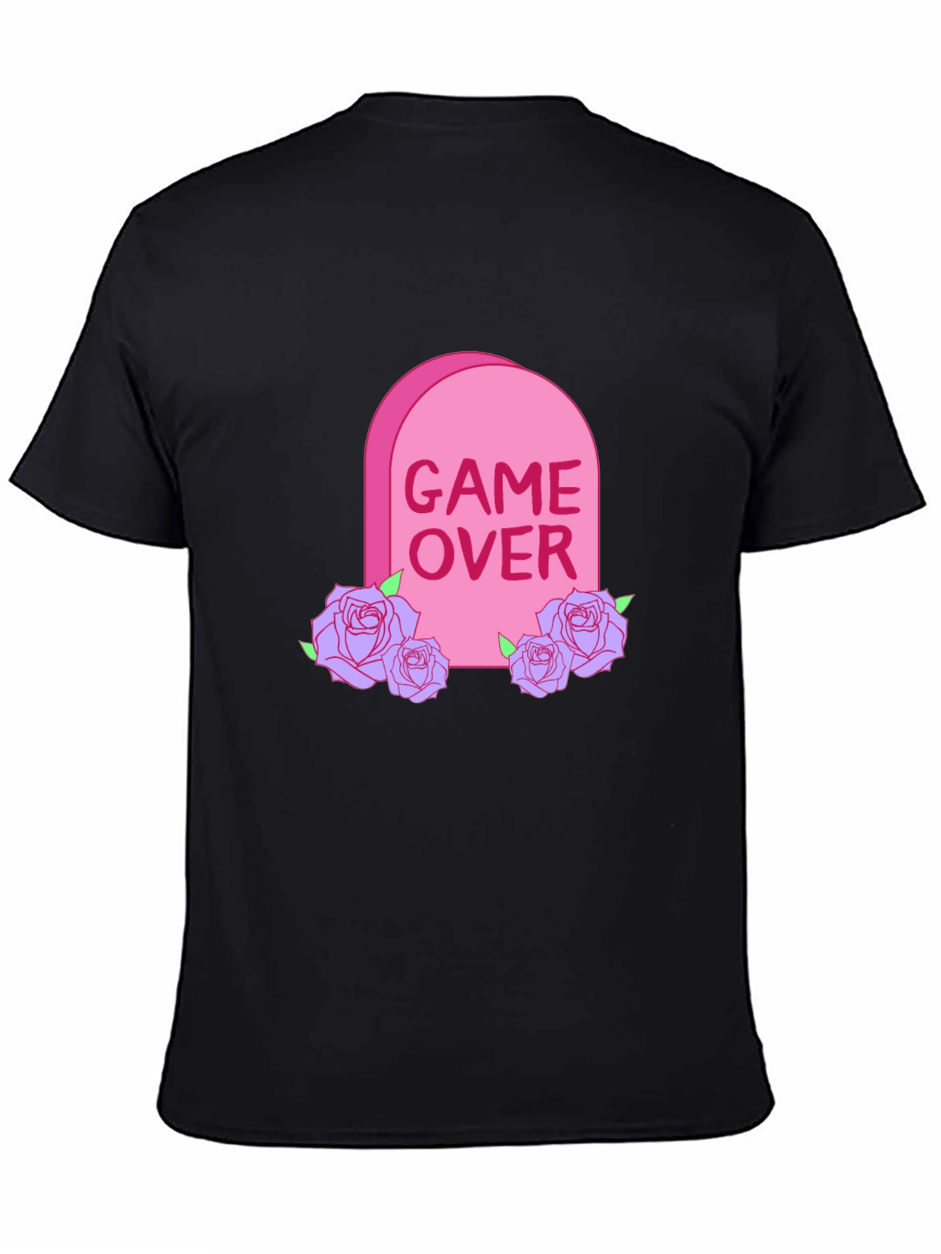 Game Over Tombstone Rose Graphic T-Shirt