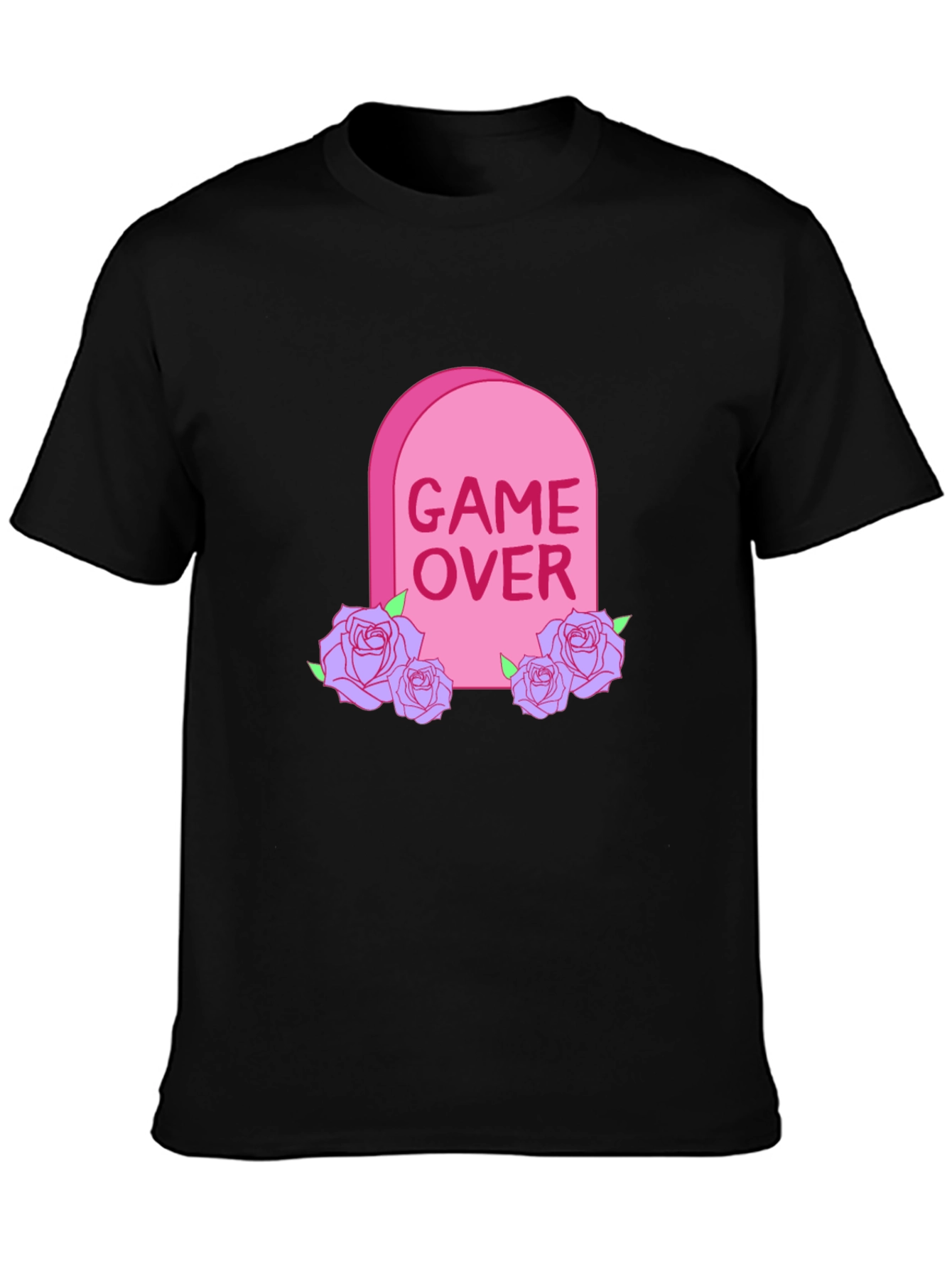 Game Over Tombstone Rose Graphic T-Shirt
