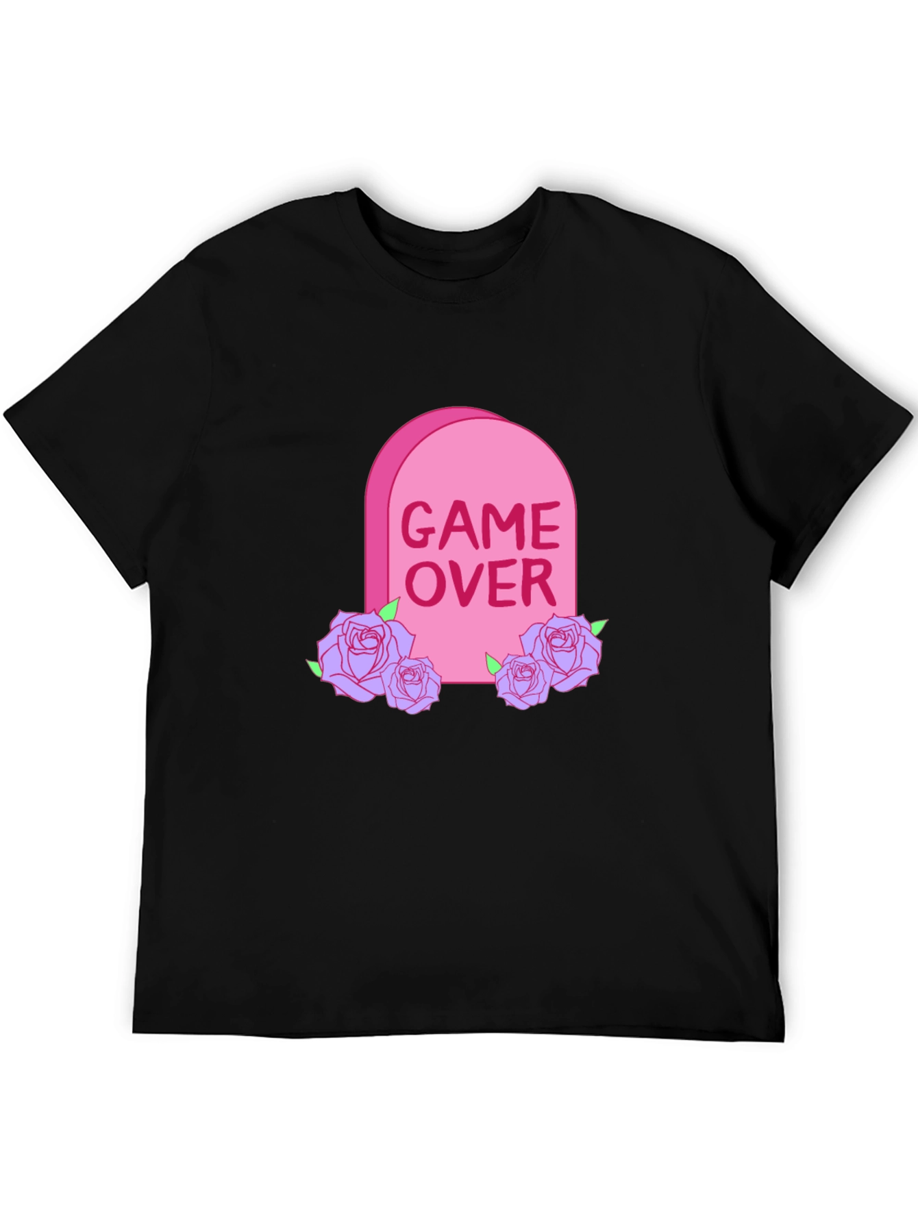 Game Over Tombstone Rose Graphic T-Shirt