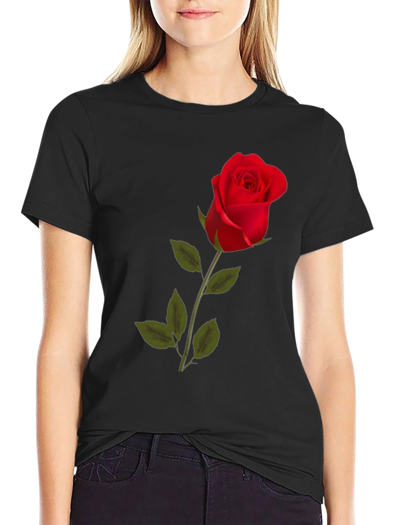 Rose Graphic T-Shirt | Classic Black Tee