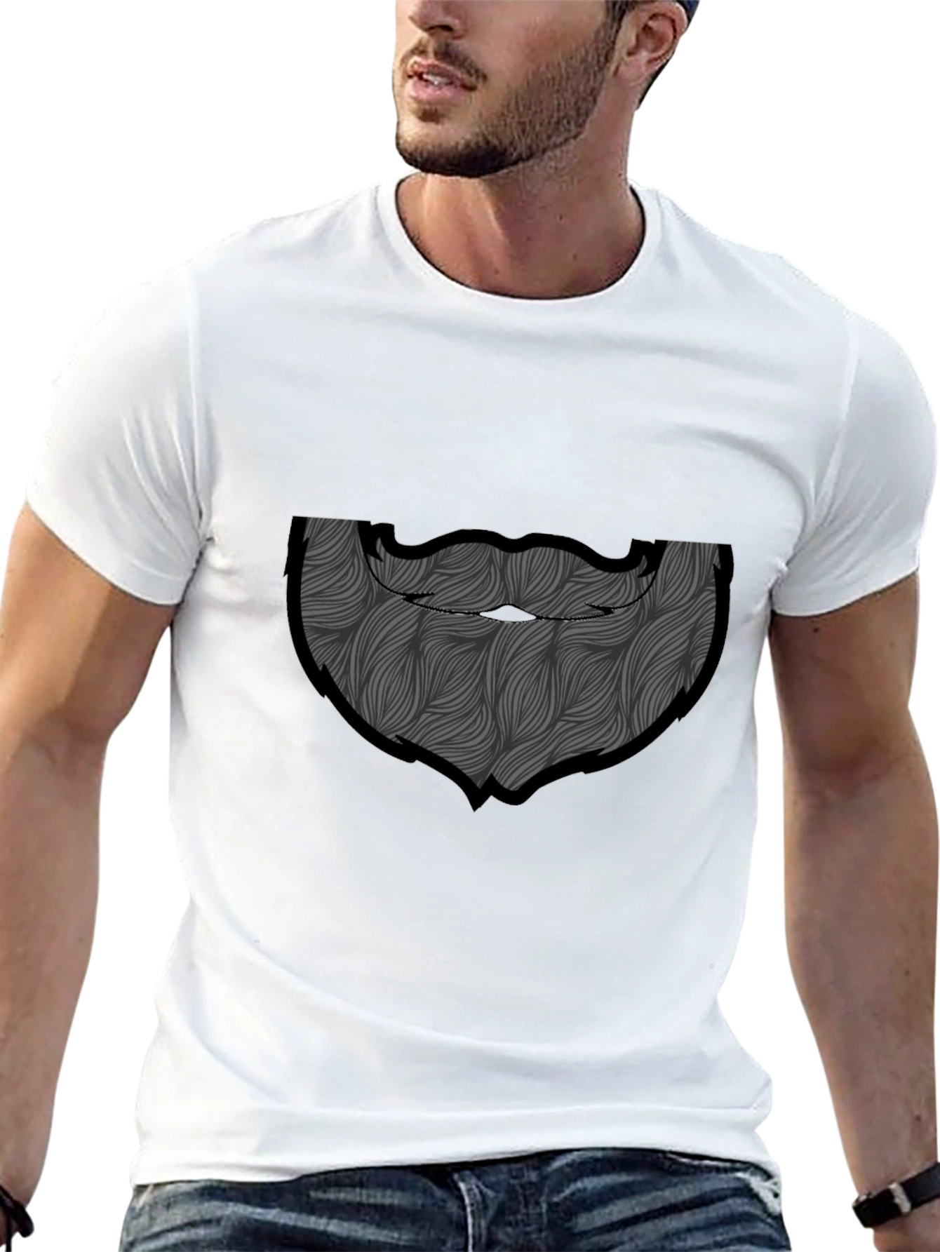 Bearded Man Graphic Tee - Black
