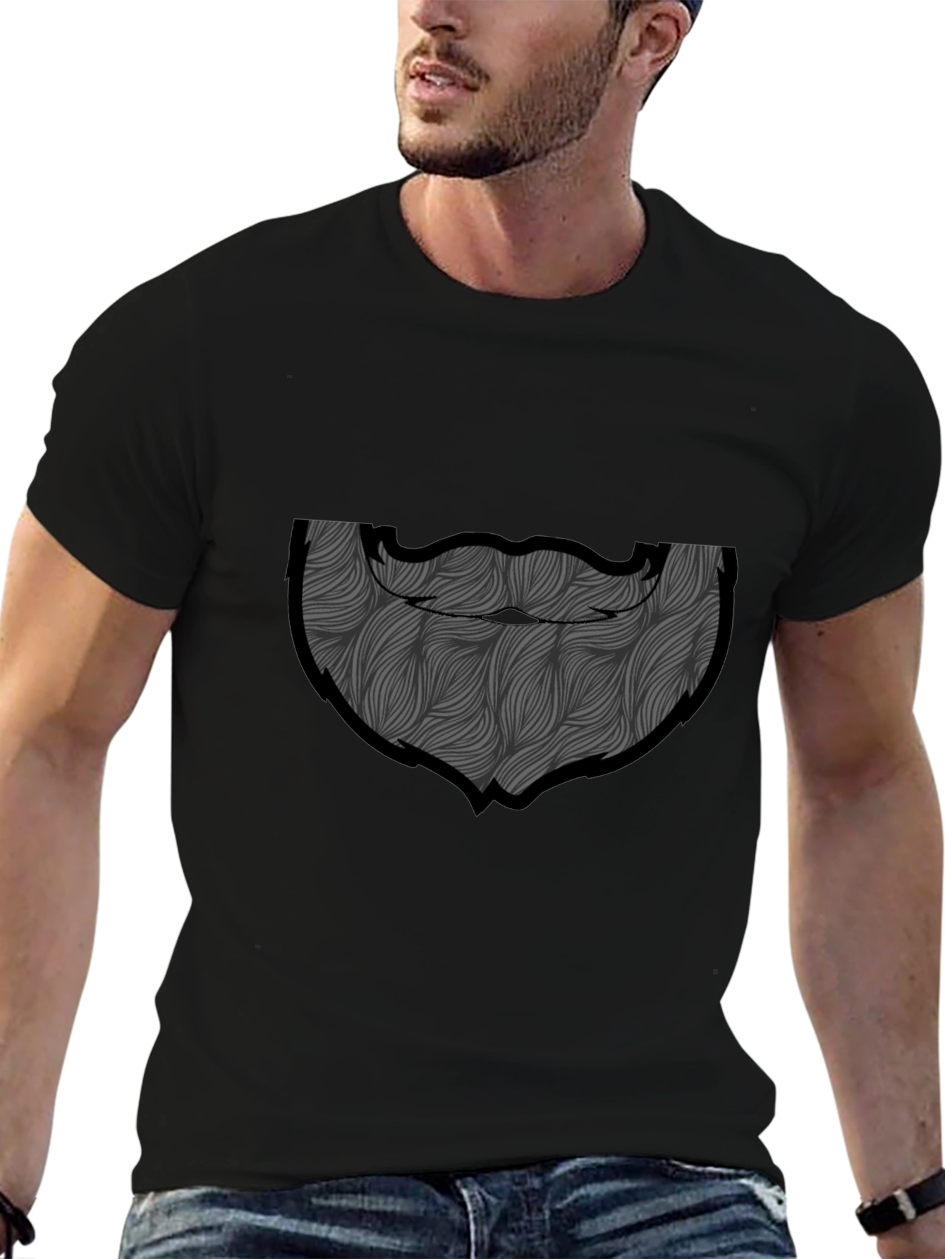 Bearded Man Graphic Tee - Black