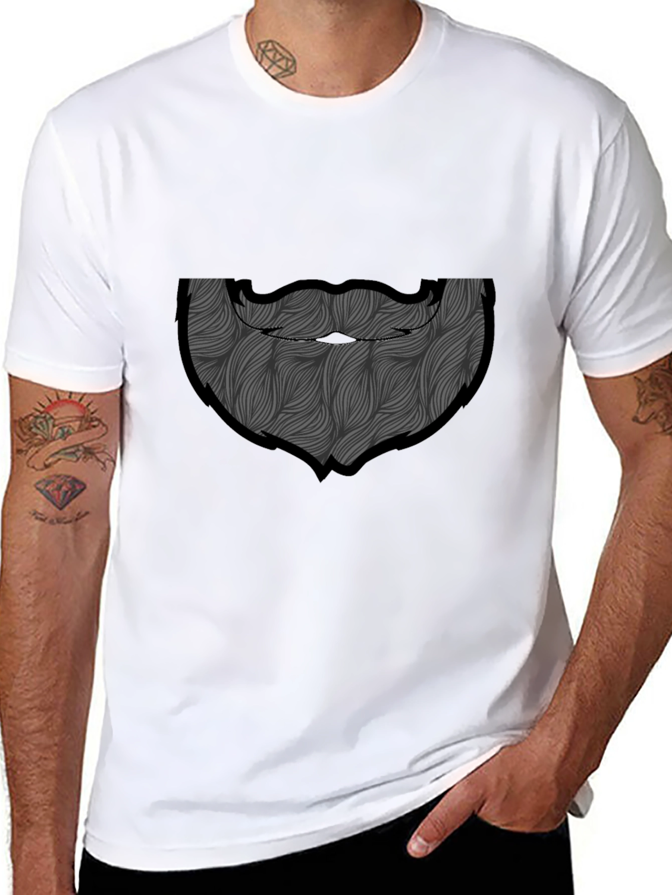 Bearded Man Graphic Tee - Black
