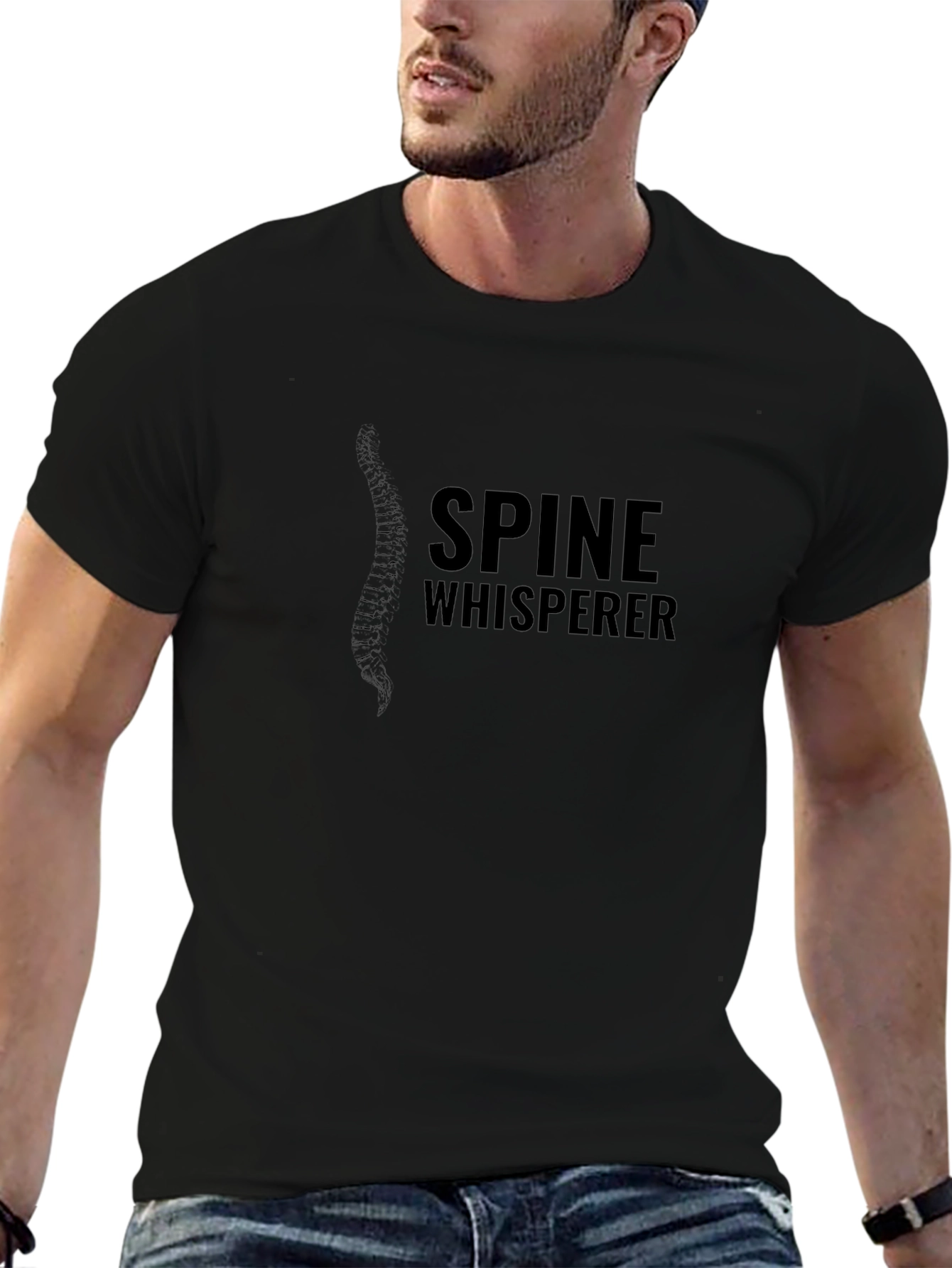 Spine Whisperer Black T-Shirt - Chiropractor Gift